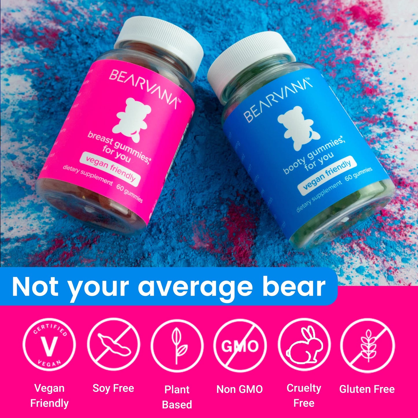 BEARVANA Top & Peach Support Combo Pack Gummies for Women | 9 Herbal Extracts Including Fenugreek, Maca & Fennel | Essential Vitamins | Berry Flavor | 2-Pack (120 Gummies) - Medaid International