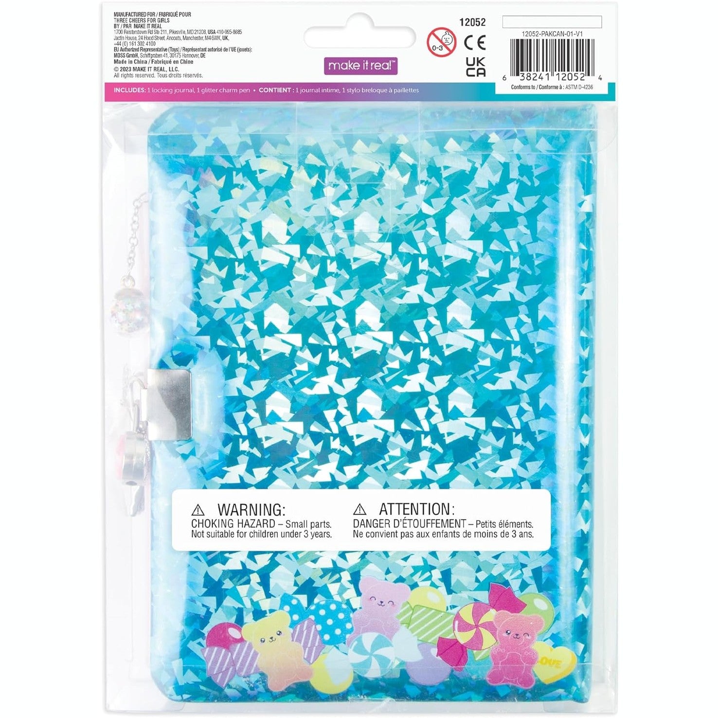 Bubble Gum Glitter Locking Journal with Pen - Medaid International