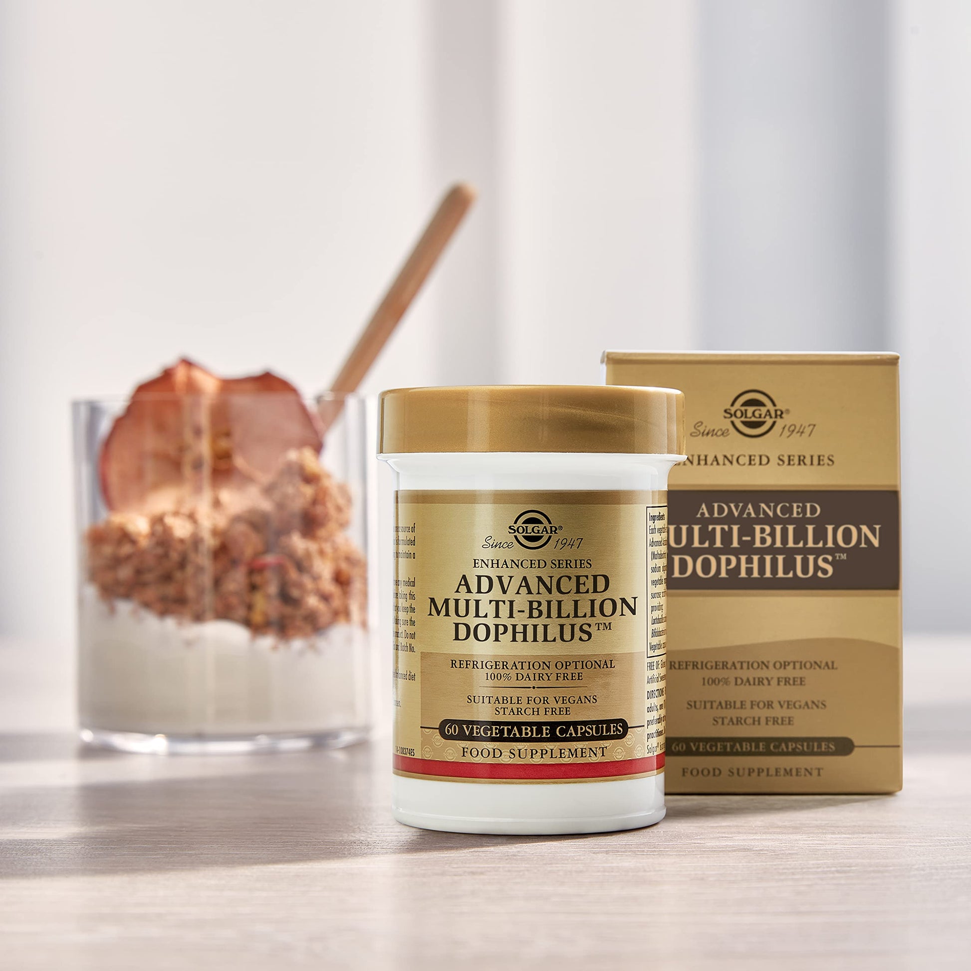 Solgar Advanced Multi-Billion Dophilus, 60 Vegetable Capsules - Supports Healthy Intestinal Flora - 5 Billion Microorganisms Per Serving - Gluten, Dairy, Lactose & Milk No - Vegetarian - 60 Servings - Medaid International