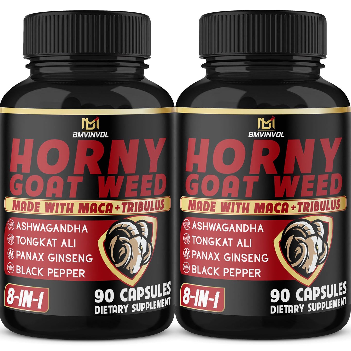 BMVINVOL 2Packs Horny Goat Weed Capsules - 180 Capsules for 6 Month Supply - Maca, Ginseng, Tribulus Terrestris, Ashwagandha - Medaid International