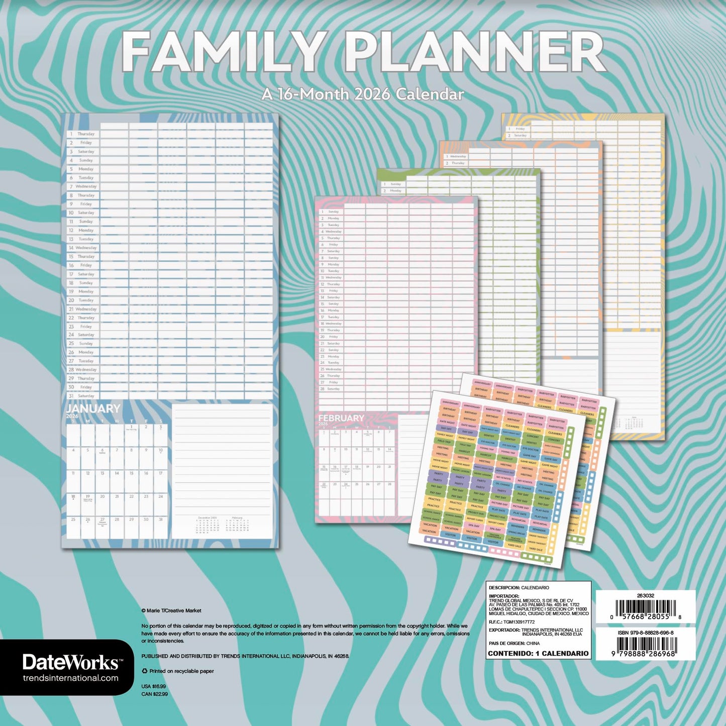 2026 Family Planner Wall Calendar - Medaid International