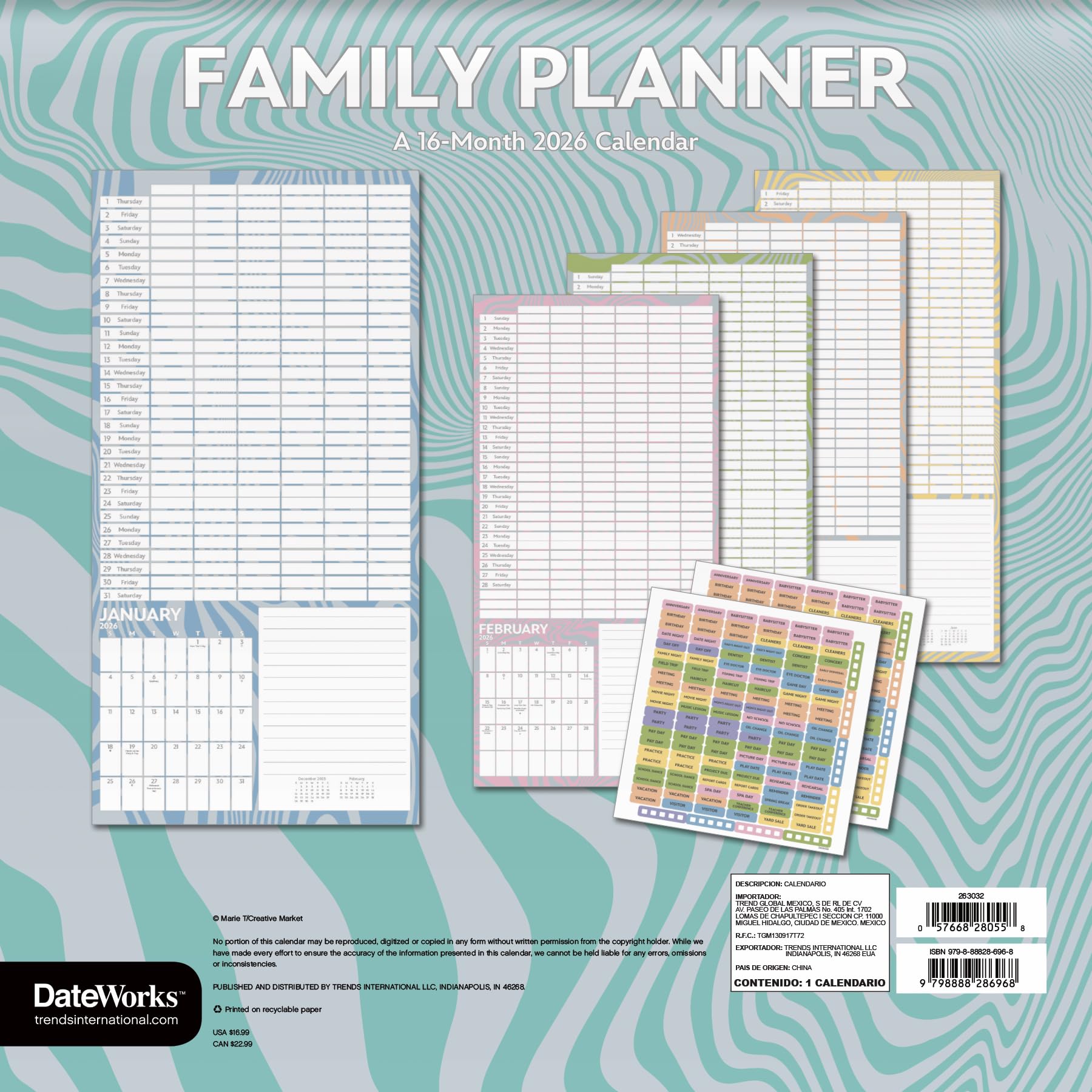 2026 Family Planner Wall Calendar - Medaid International