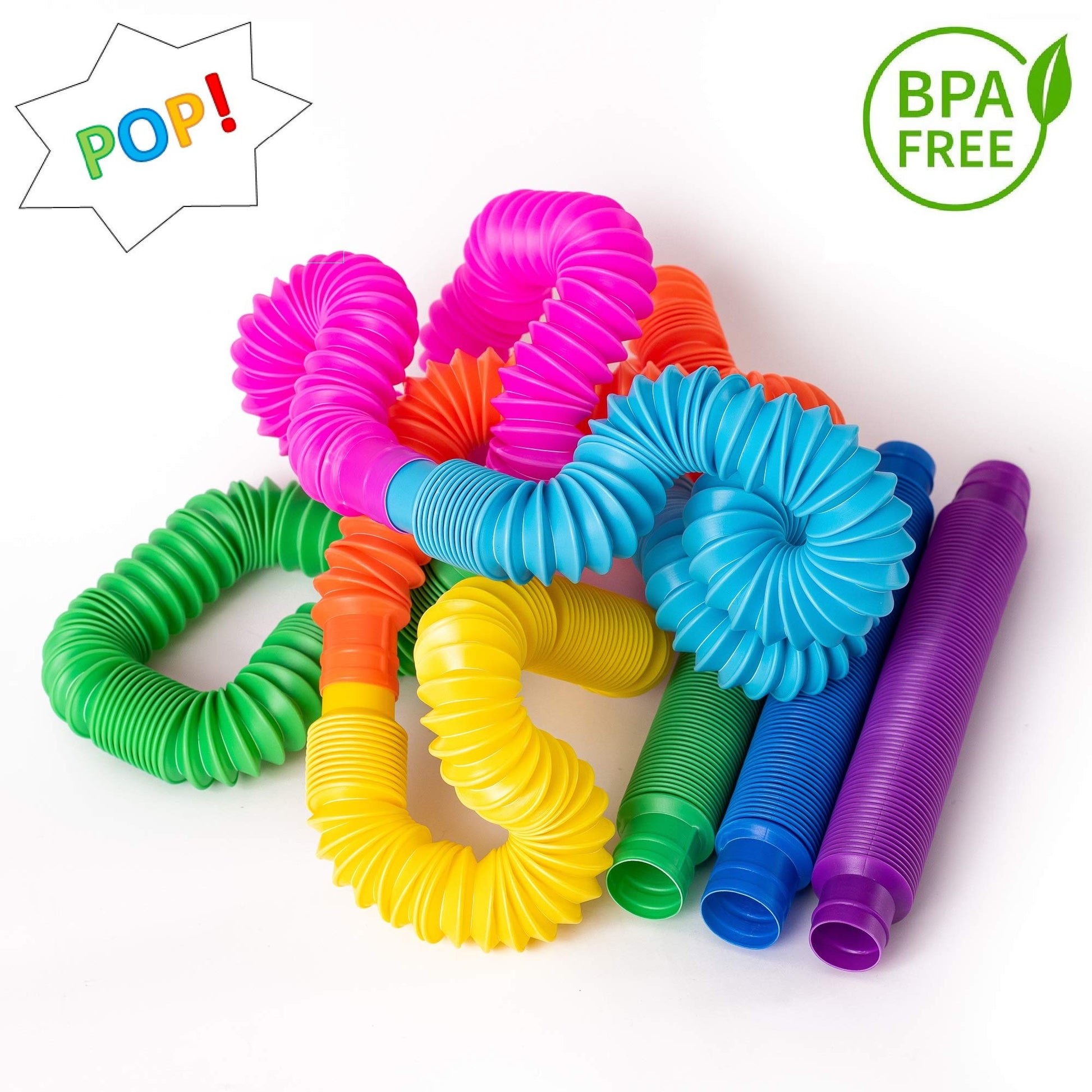 Nutty Toys Pop Tubes - Sensory Toys - Endless Creativity & Fun for Kids and Toddlers |8 Pack Large| - Connect & Pop! Top ADHD Autism Fidget 2025, Best Boy & Girl Christmas Stocking Stuffers Gift Idea - Medaid International