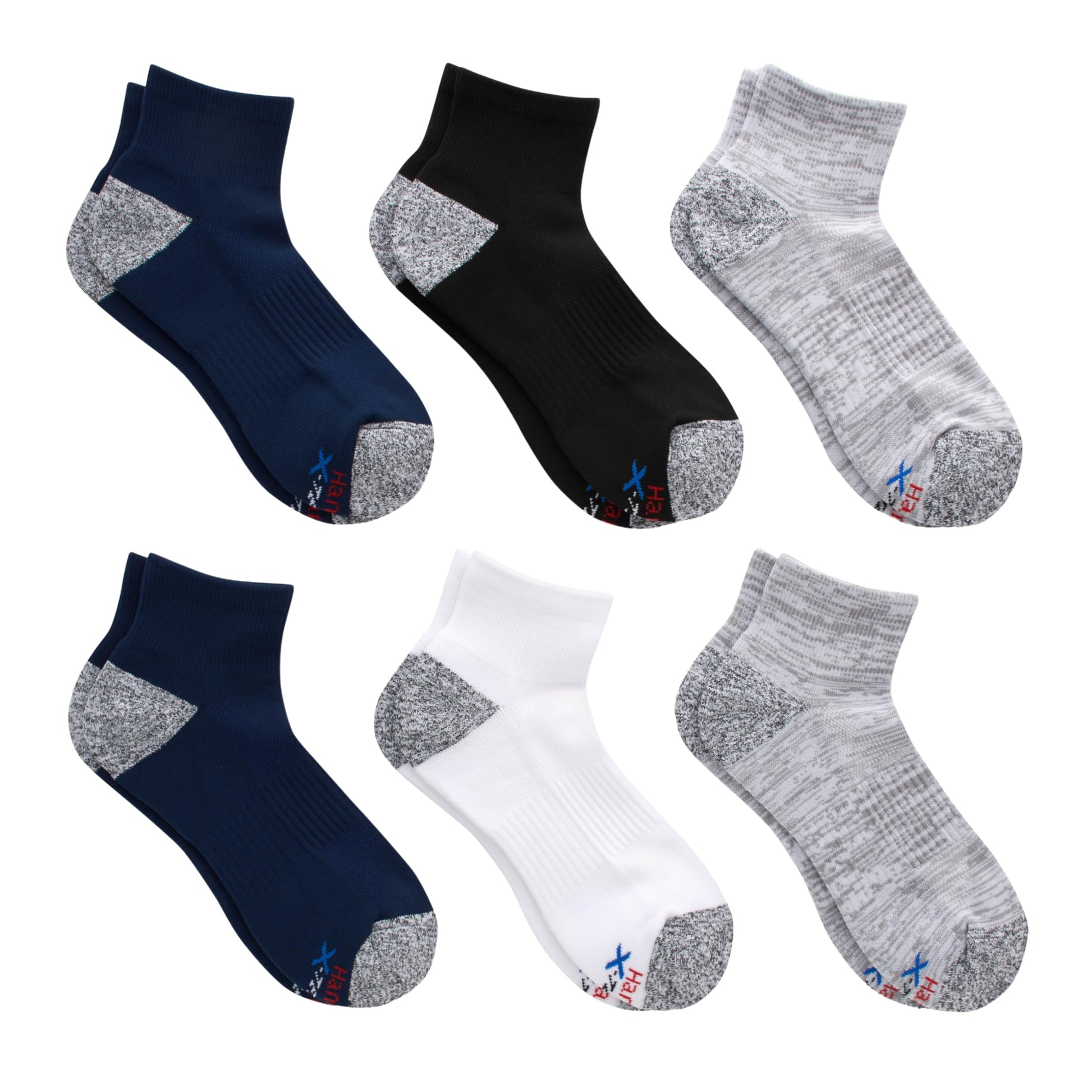 Hanes Men's Moves Performance, Moisture-Wicking Ankle & Low-Cut Socks, Breathable Mesh Panels, 6-Pack, Black/White/Grey, 6-12 - Medaid International