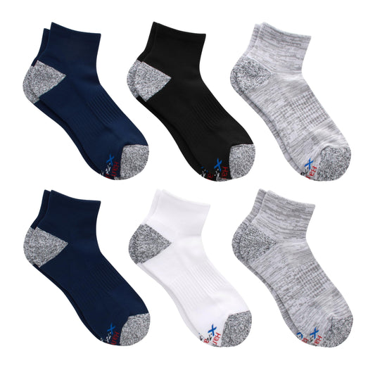Hanes Men's Moves Performance, Moisture-Wicking Ankle & Low-Cut Socks, Breathable Mesh Panels, 6-Pack, Black/White/Grey, 6-12 - Medaid International