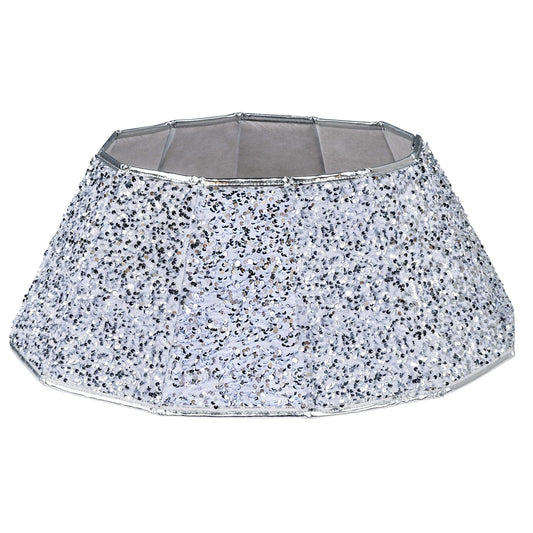 Blissun Christmas Tree Collar, Sequin Christmas Tree Skirt, Folable Christmas Tree Ring, Xmas Tree Stand Base Cover for Christmas Tree Decoration (Silver, Round) - Medaid International