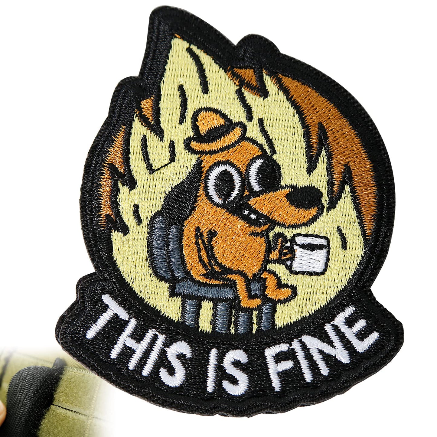 XMJY This is Fine Dog Patch, 1 Pcs Funny Meme Embroidered Patches, Tactical Military Morale Patch with Hook Fastener Backing, Cute Applique Accessories for Backpacks, Vests, Jackets, Jeans, Hats - Medaid International