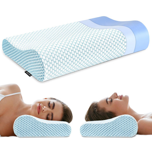 Memory Foam Bed Pillow for Sleeping, Ergonomic Cervical Contour Neck Support Orthopedic Pillow for Side Back Stomach Sleeper, Neck and Shoulder Pain - Medaid International