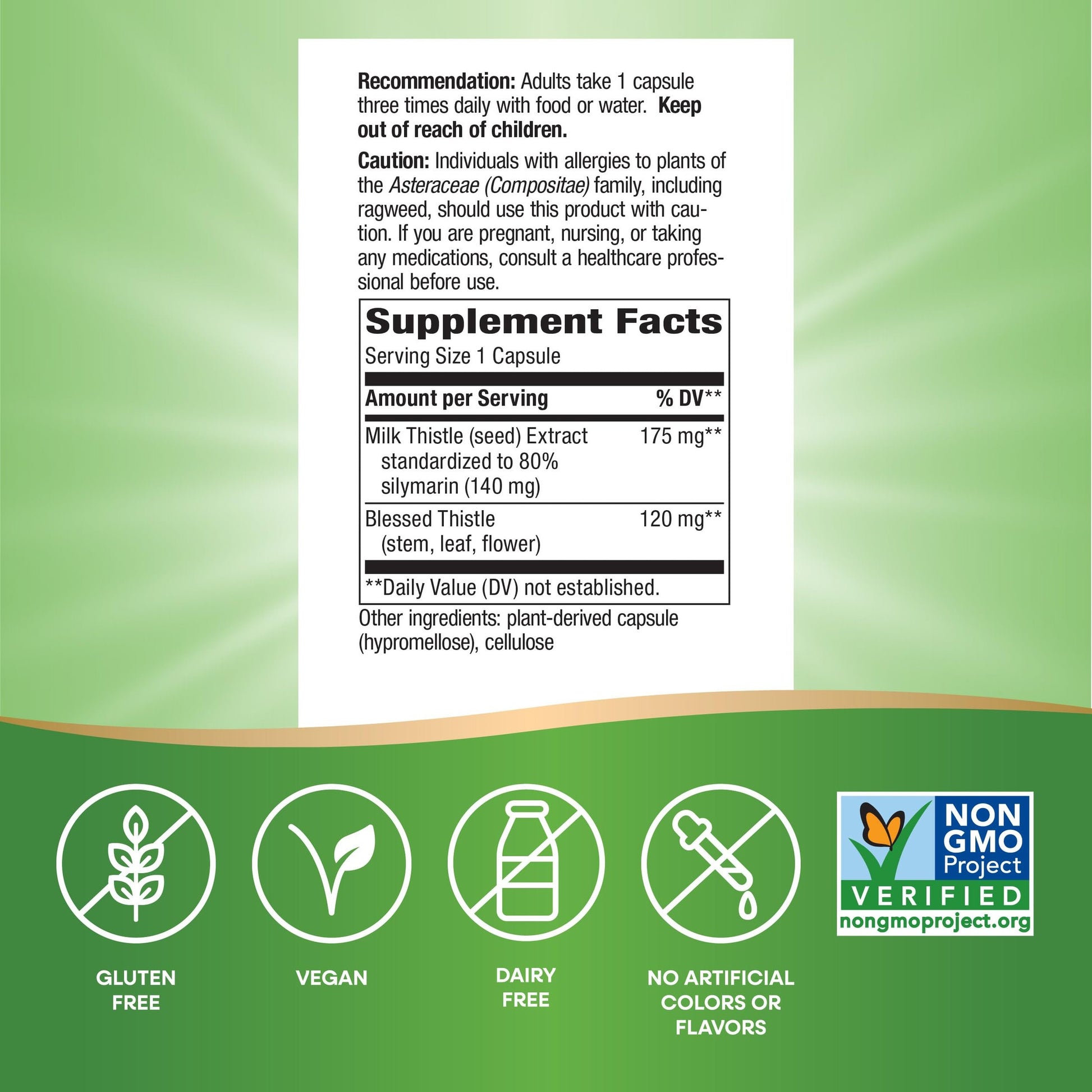 Nature's Way Milk Thistle, Supports Liver Function & Detox Pathways*, 175 mg Milk Thistle Seed Extract Standardized to 80% Silymarin per Serving, Vegan, 60 Capsules (Packaging May Vary) - Medaid International