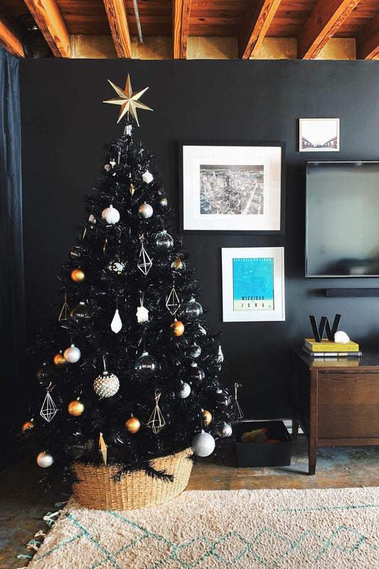 Perfect Holiday 4' Black Canadian Pine Christmas Tree | 291 Tips, Dia 30" | Includes Metal Stand (PVC-4BLK) - Medaid International