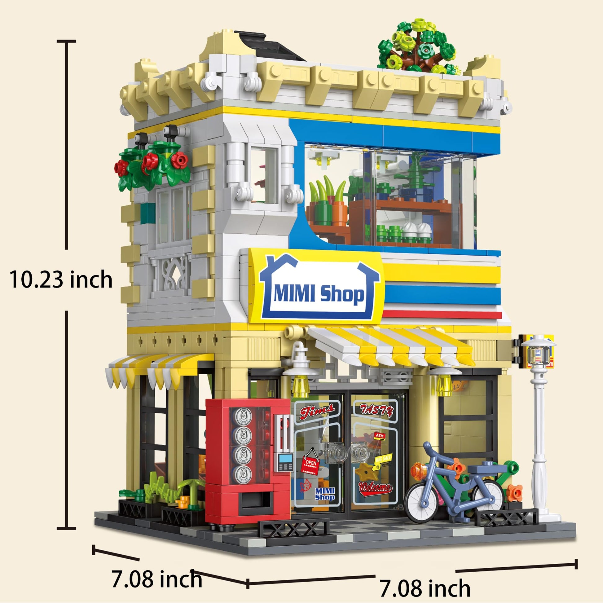 Yunsphere Mini Shop Lighting Building-Bricks Set, Street View Building Blocks with Lights, LED DIY Christmas Holiday House, Gifts for Boys, Girls and Adults(1389 Pcs) - Medaid International