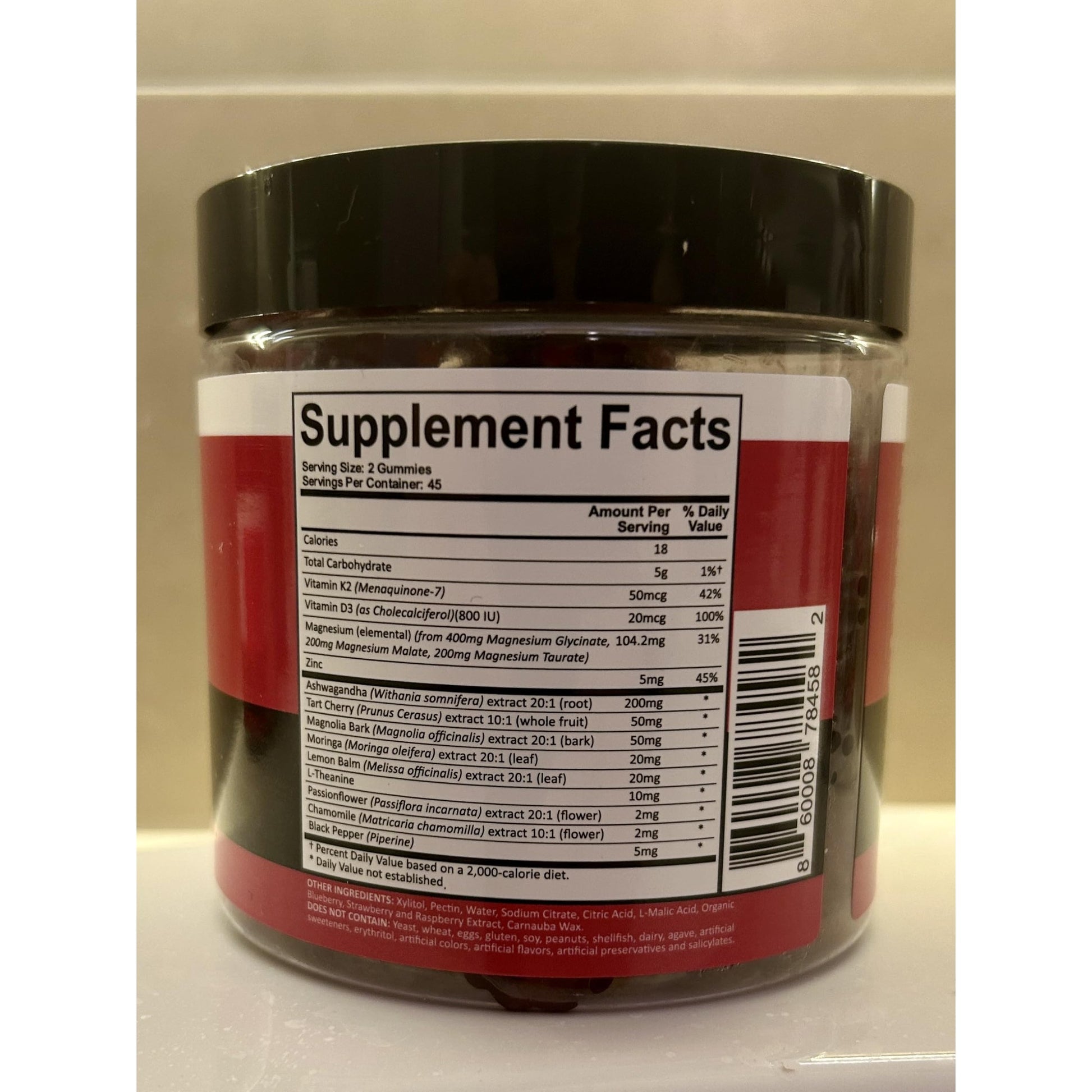 Adndale 90ct 15-in-1 Magnesium Glycinate Gummies 400 mg/serv- with Magnesium Malate, Ashwagandha, Tart Cherry, Magnolia Bark, Lemon Balm, Passionflower, Chamomile, L-Theanine, Zinc, Vitamin K2 & D3 - Medaid International