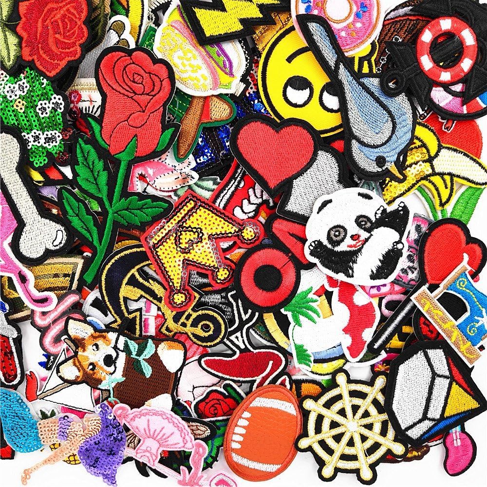 Random 20pcs Assorted Styles Embroidered Patch Sew On/Iron On Patch Applique Clothes Dress Plant Hat Jeans Sewing Flowers Applique DIY Accessory - Medaid International