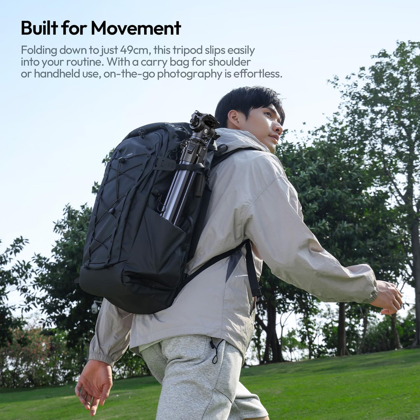 ULANZI Ombra Video Ⅱ Camera Tripod with Fluid Head, 61.5" Travel Tripod with 360° Rotated Arca Quick Release Plate, Portable Stand for Phone Camera Vlogging Video Shooting with Carry Bag Phone Clamp - Medaid International