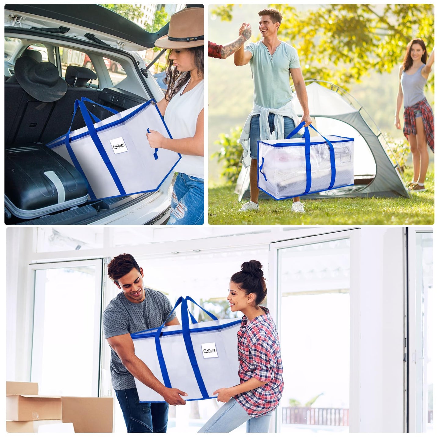 ZFWDSY 105L Moving Bags 6 pack Storage Bag Large Moving Boxes with Lids, Zippers Handles for Moving Totes Bins, College Dorm, Traveling, Camping, Christmas - Medaid International