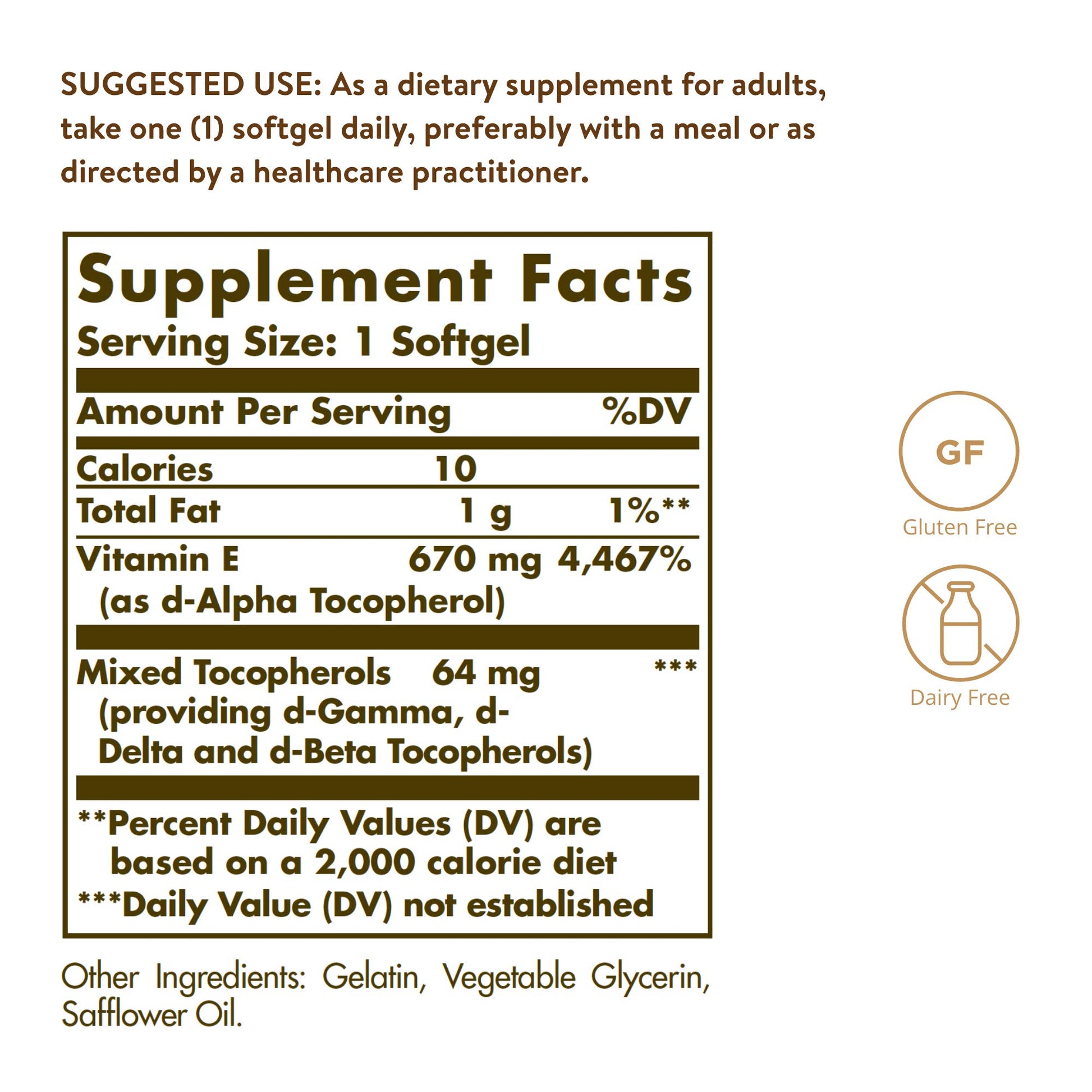 Solgar Vitamin E 670 mg (1000 IU), 100 Mixed Softgels - Natural Antioxidant, Skin & Immune System Support - Naturally-Sourced Vitamin E - Gluten Free, Dairy Free - 100 Servings - Medaid International