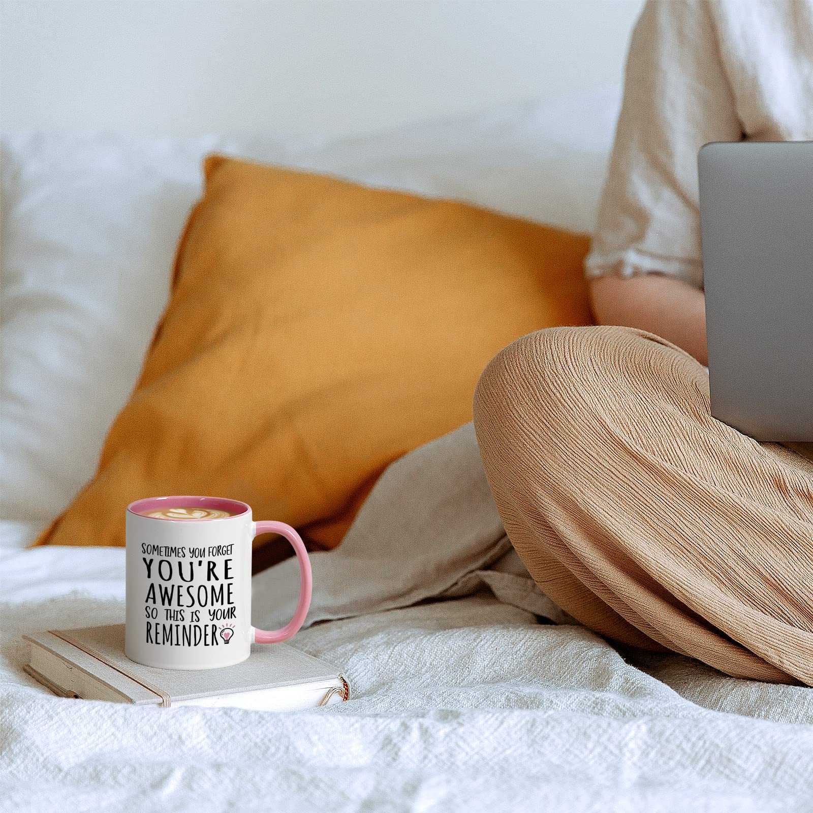 YHRJWN - Sometimes You Forget You're Awesome Coffee Mug, Inspirational Birthday Friendship Gifts for Women Coworker Administrative Mom, Employee Appreciation Christmas Gifts 11Oz - Medaid International