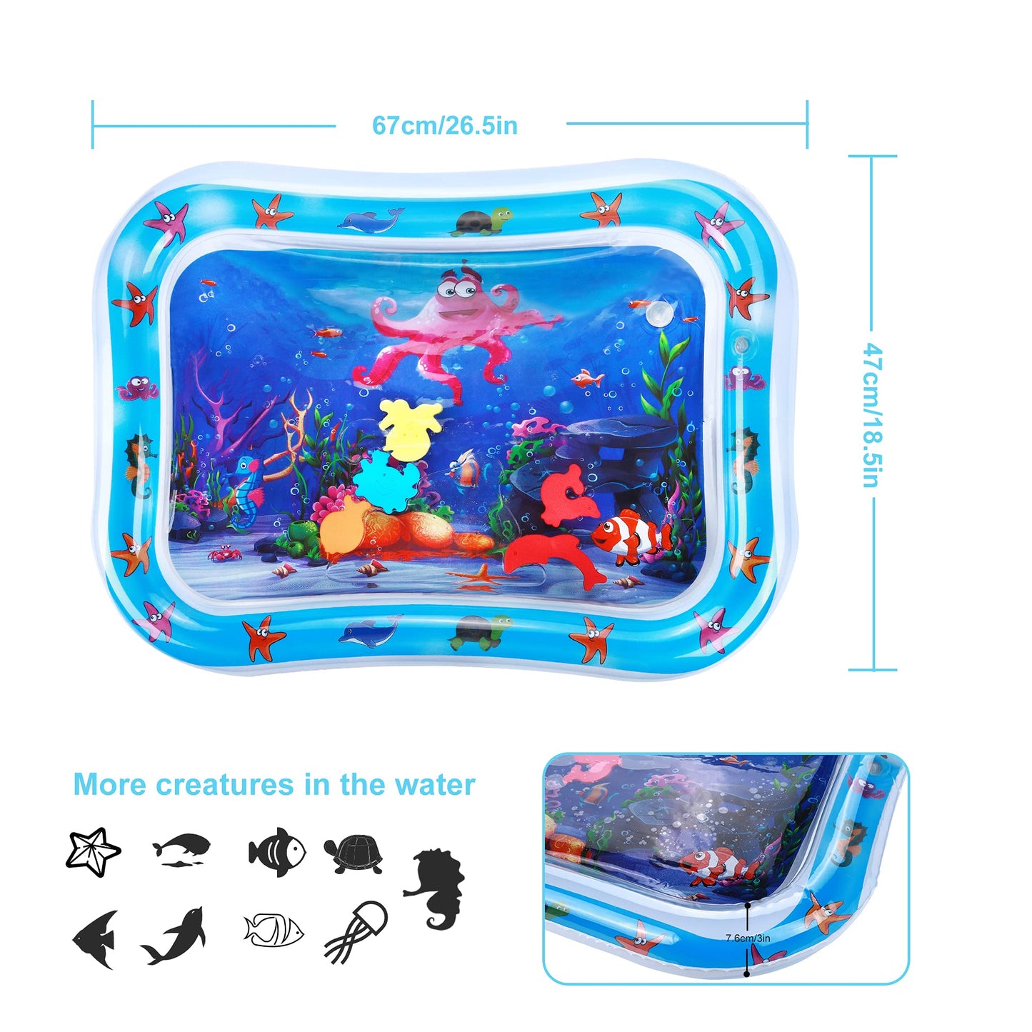 جيستيلو بساط مائي قابل للنفخ على البطن للاطفال - العاب حسية للرضع والاطفال الصغار لأنشطة التطور المبكر | لعمر 3 الى 12 شهر - Medaid International