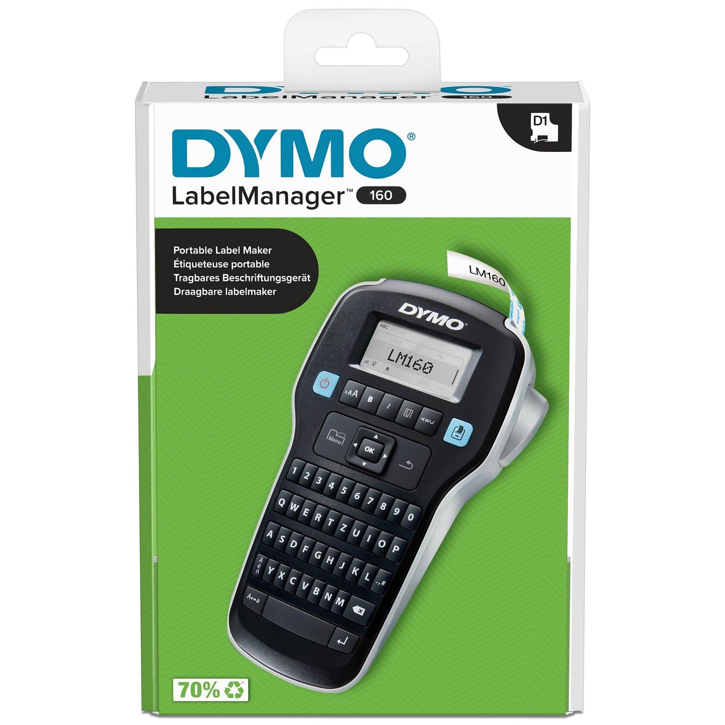 DYMO LabelManager 160 Portable Labelling Device, Labelling Device with QWERTZ Keyboard and Easy Text Editing, for D1 Labels in 6, 9 and 12 mm Widths - Medaid International