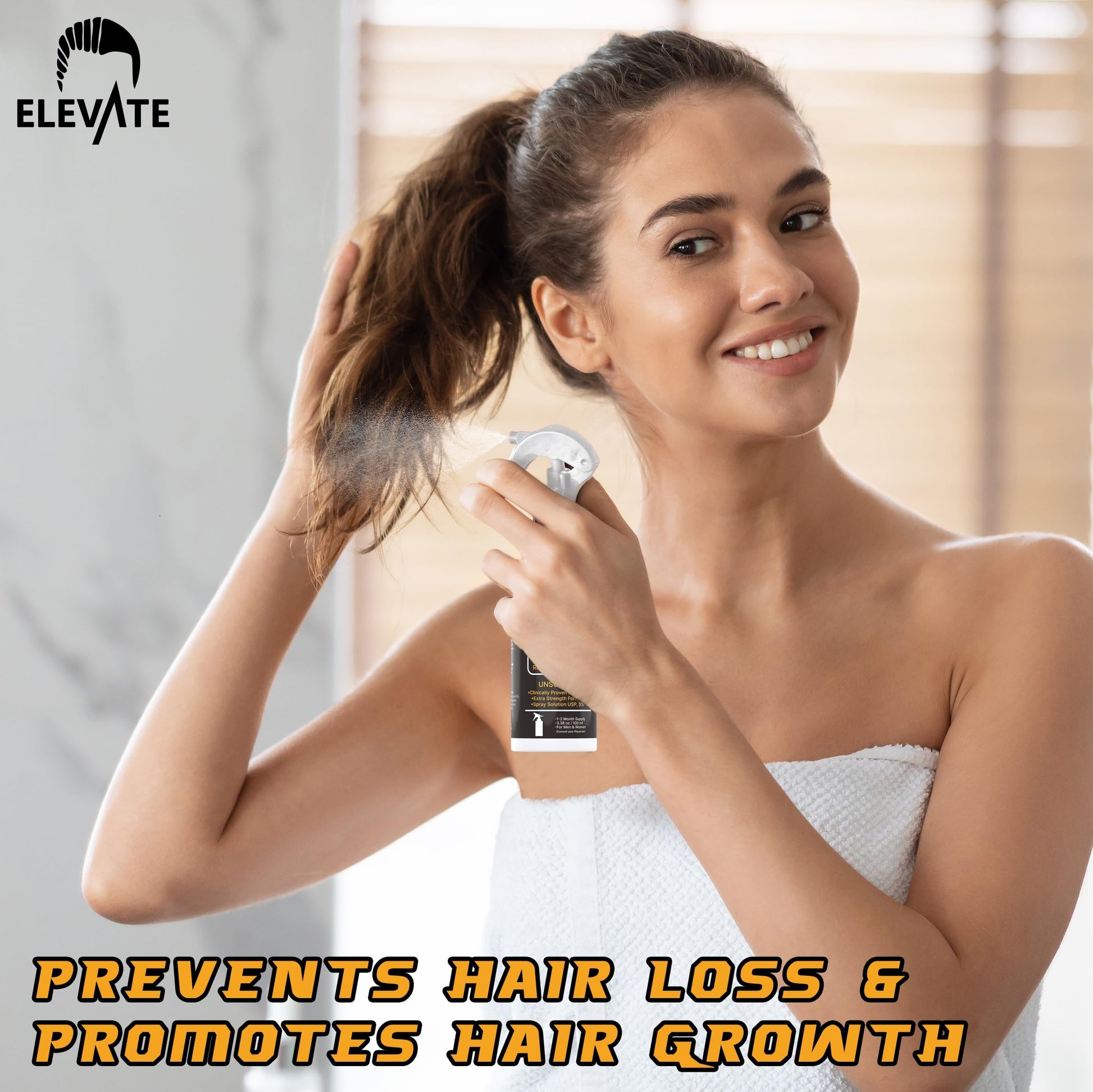 Elevate Hair Regrowth Treatment 5% Minoxidil Spray - Extra Strength Formula Professional Treatment for Hair Loss and Thinning for Regrowth - Stimulate Follicles for Men and Women 1 Month Supply - Medaid International