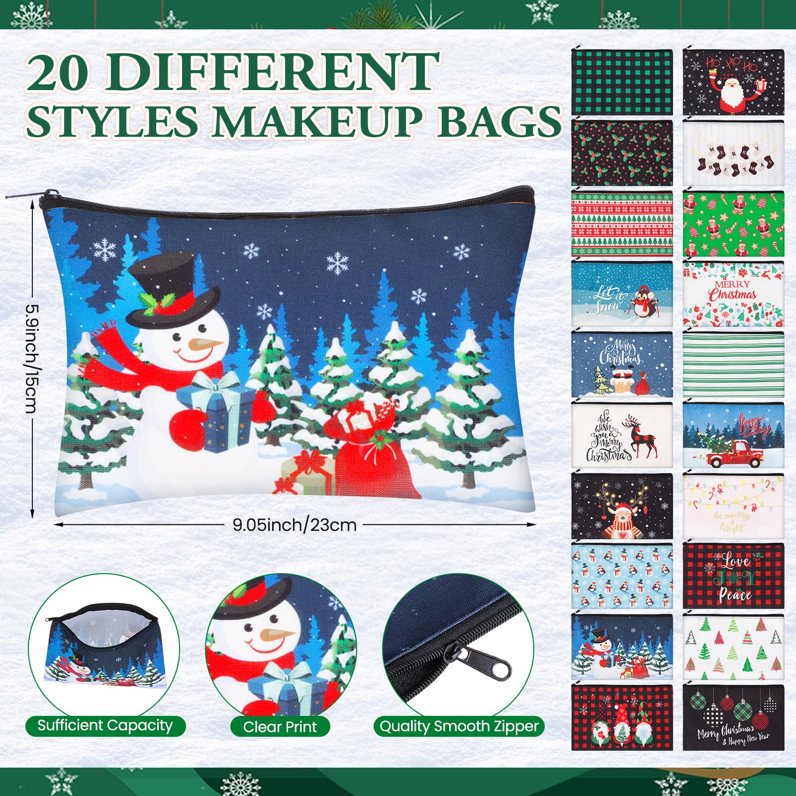 Shihanee 40 Pcs Christmas Gifts Bulk Sets for Women 20 Xmas Canvas Makeup Bags 20 Winter Crew Socks Cute Cosmetic Bags and Socks Xmas Gifts Ideal for Adults Coworker Employee Christmas Party Favors - Medaid International