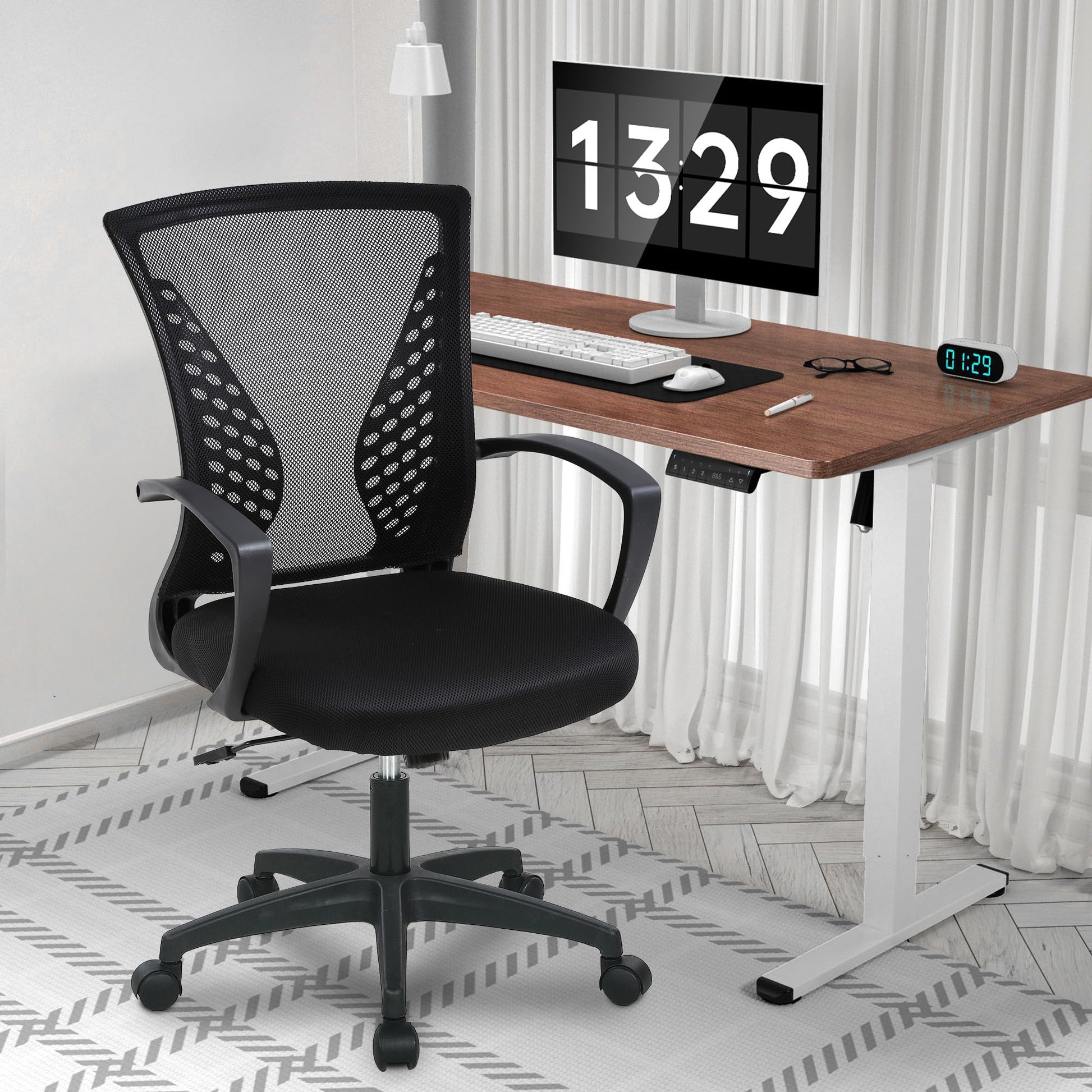 PayLessHere Office Computer Gaming Chair Ergonomic Mesh Desk Chair Adjustable Video Game Chairs with 360 Degrees Swivel Wheels Armrest Lumbar Support for Home Office,Black - Medaid International