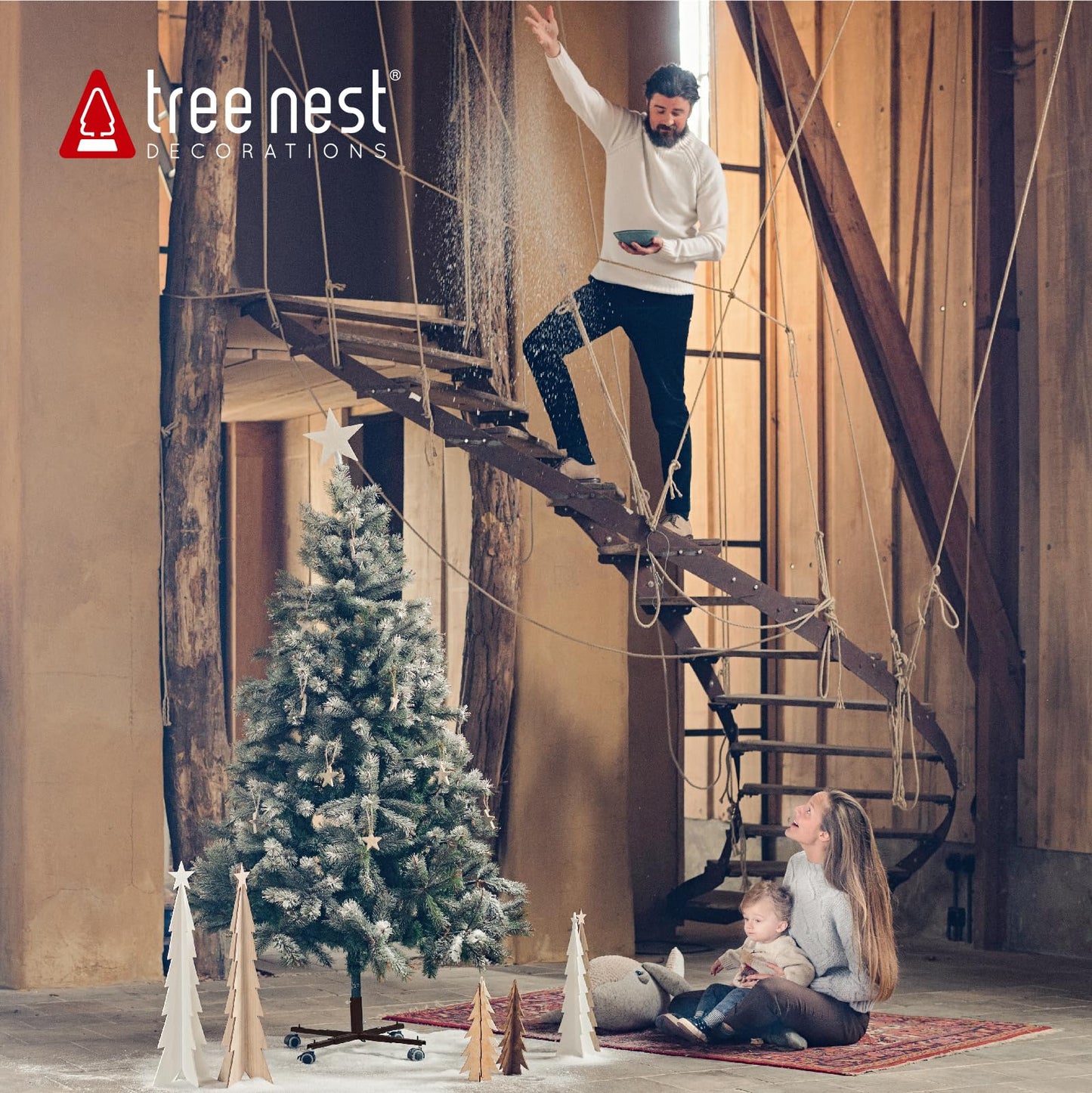 Tree Nest Christmas Tree Stand Base with Wheels Movable Christmas Fake Tree Holder for 6ft Artificial Tree Plant Taxi no Christmas Tree Collar or Tree Skirt Needed (Black) - Medaid International