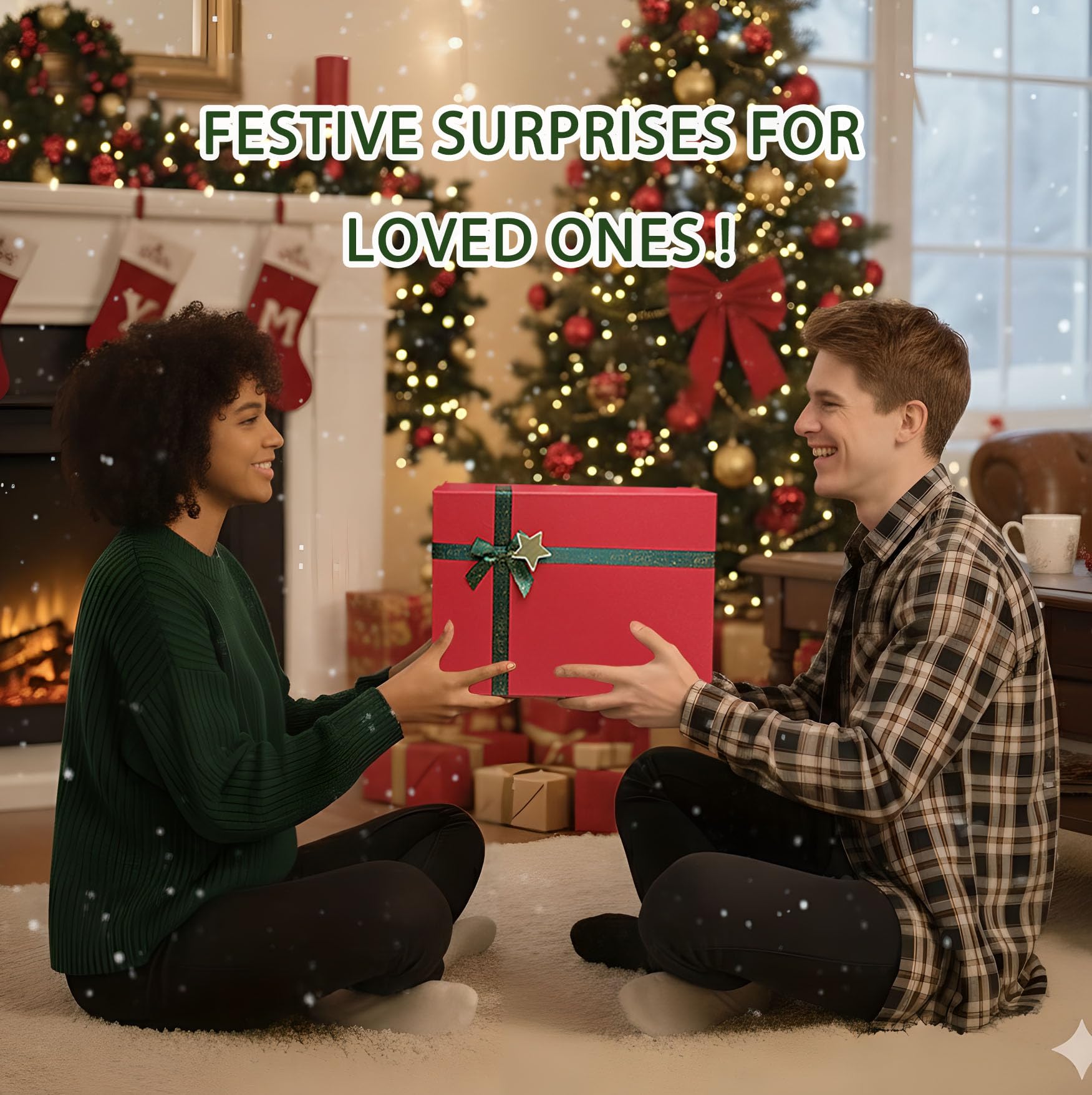 ECLAVIOS 2025 Christmas Gift Set for Women, Holiday Gift Box with Cozy Blanket, Hand Cream, Santa Mug, Scented Candle & Fuzzy Socks, Christmas Gift Basket for Mom, Sister, Best Friend or Coworker - Medaid International