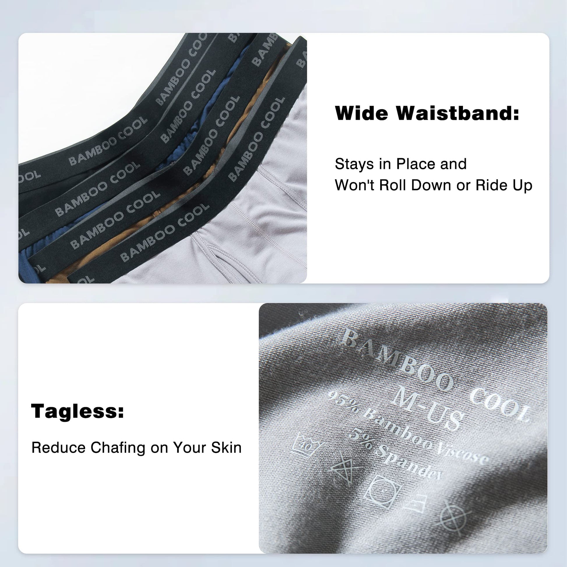 BAMBOO COOL Men's Ultra Breathable Underwear,No Riding Up Boxer Briefs with ComfortFlexible Waistband,Multipack - Medaid International