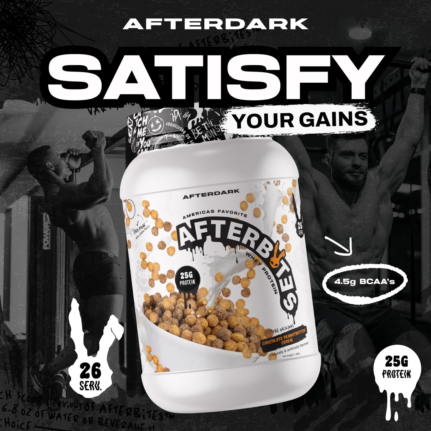 AFTERDARK AfterBites Whey Protein Powder, 25g Protein, 4.5g BCAA’s, Easy Dissolving, No Artificial Colors or Fillers, Isolate Protein, USA Made, 26 Servings, Chocolate Peanut Butter Cereal - Medaid International