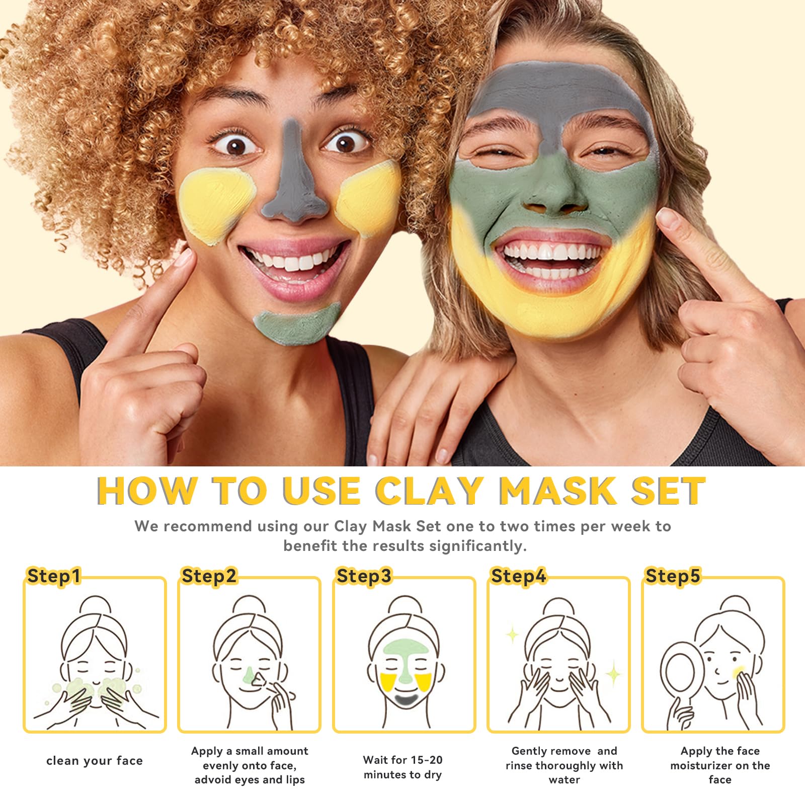 ANAI RUI 3Pcs Face Mask Set, Turmeric Clay Mask - Green Tea Face Mask - Dead Sea Minerals Mud Mask, Holiday Gift Set, Stocking Stuffers for Women &Teen Girls, Self Care Gifts for Women 2.5 oz each - Medaid International