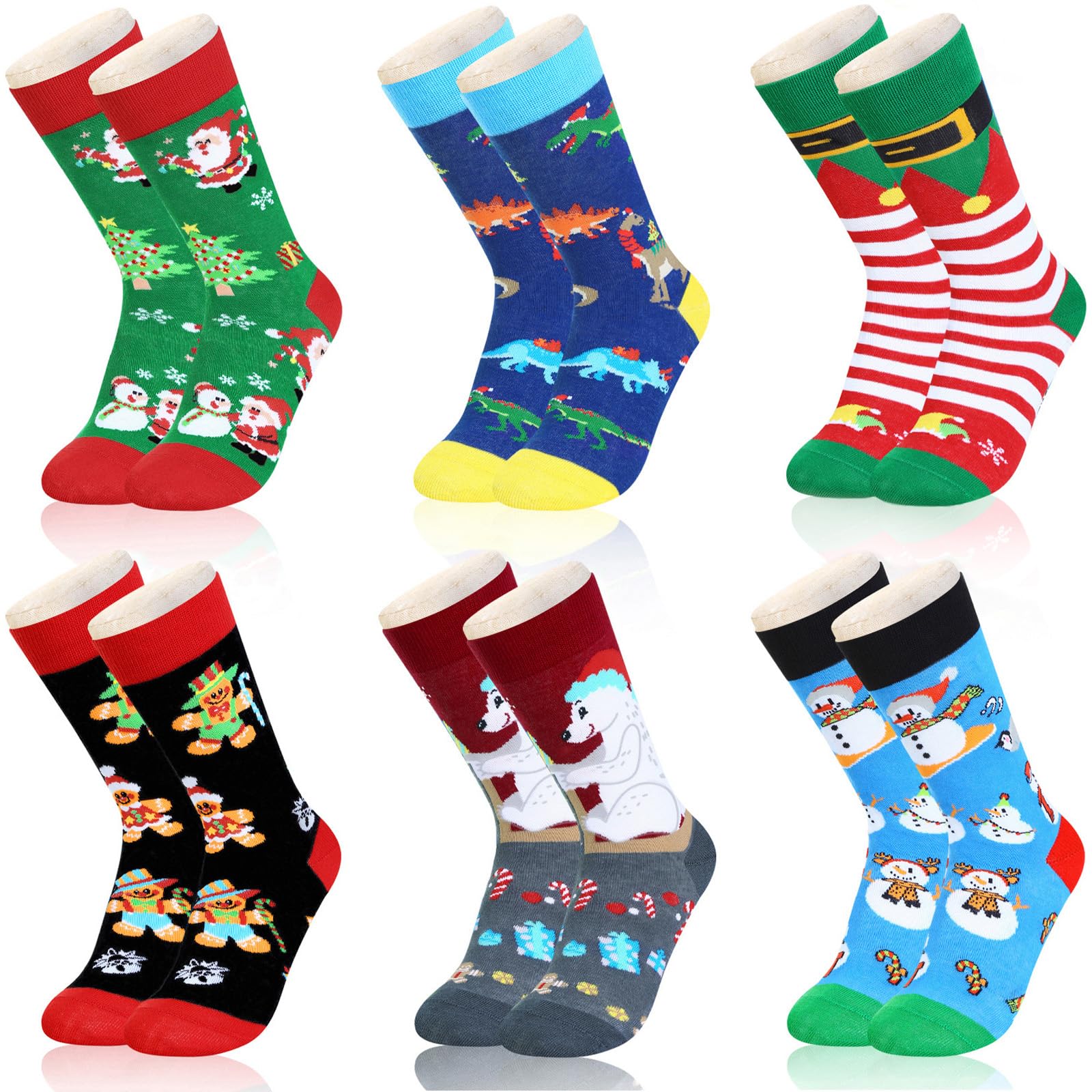Dsia Zamur Boys Christmas Socks 6 Pack + Gift Box, Kids Children Girls Novelty Xmas Holiday Crew Socks for 10-12 Years - Medaid International
