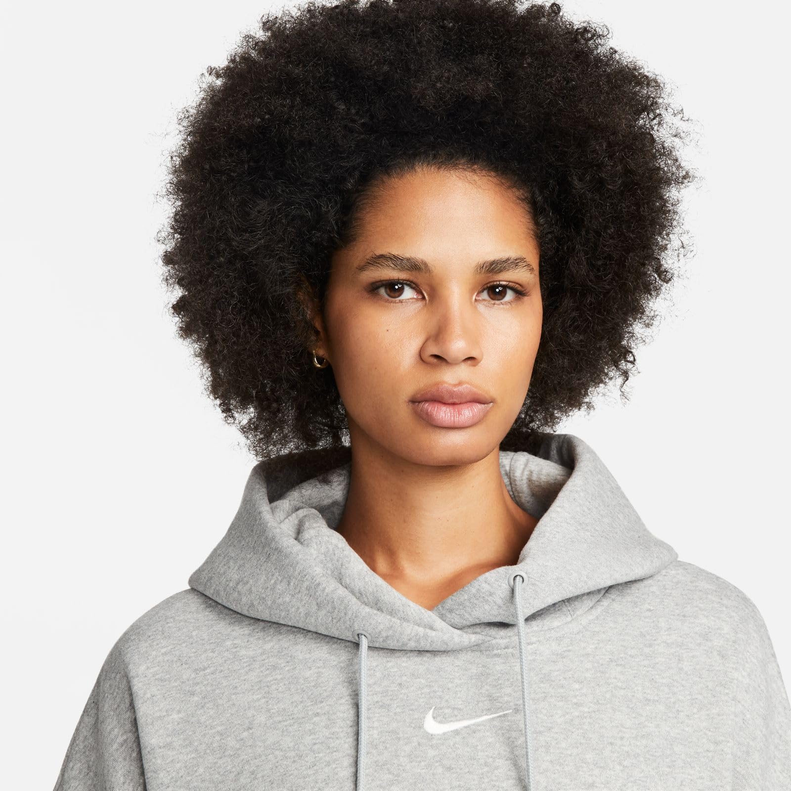 Nike, Women's, Sportswear Phoenix Fleece Over-Oversized Pullover Hoodie, Dark Grey Heather/Sail, M - Medaid International