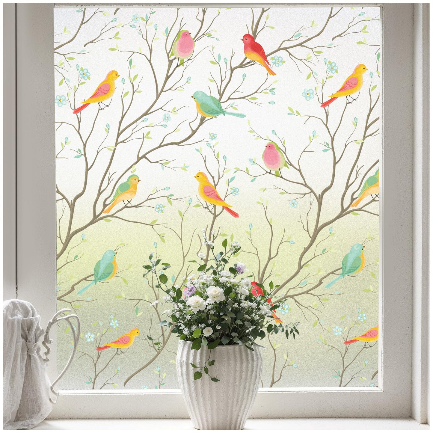 Coavas Stained Glass Window Film, Decorative Frosted Glass Window Privacy Film, Static Cling Non-Adhesive Windows Sticker for Front Door Bathroom Heat Control Anti UV,35.4 x 78.7 Inch - Medaid International