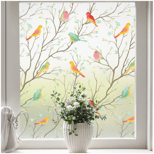 Coavas Stained Glass Window Film, Decorative Frosted Glass Window Privacy Film, Static Cling Non-Adhesive Windows Sticker for Front Door Bathroom Heat Control Anti UV,35.4 x 78.7 Inch - Medaid International