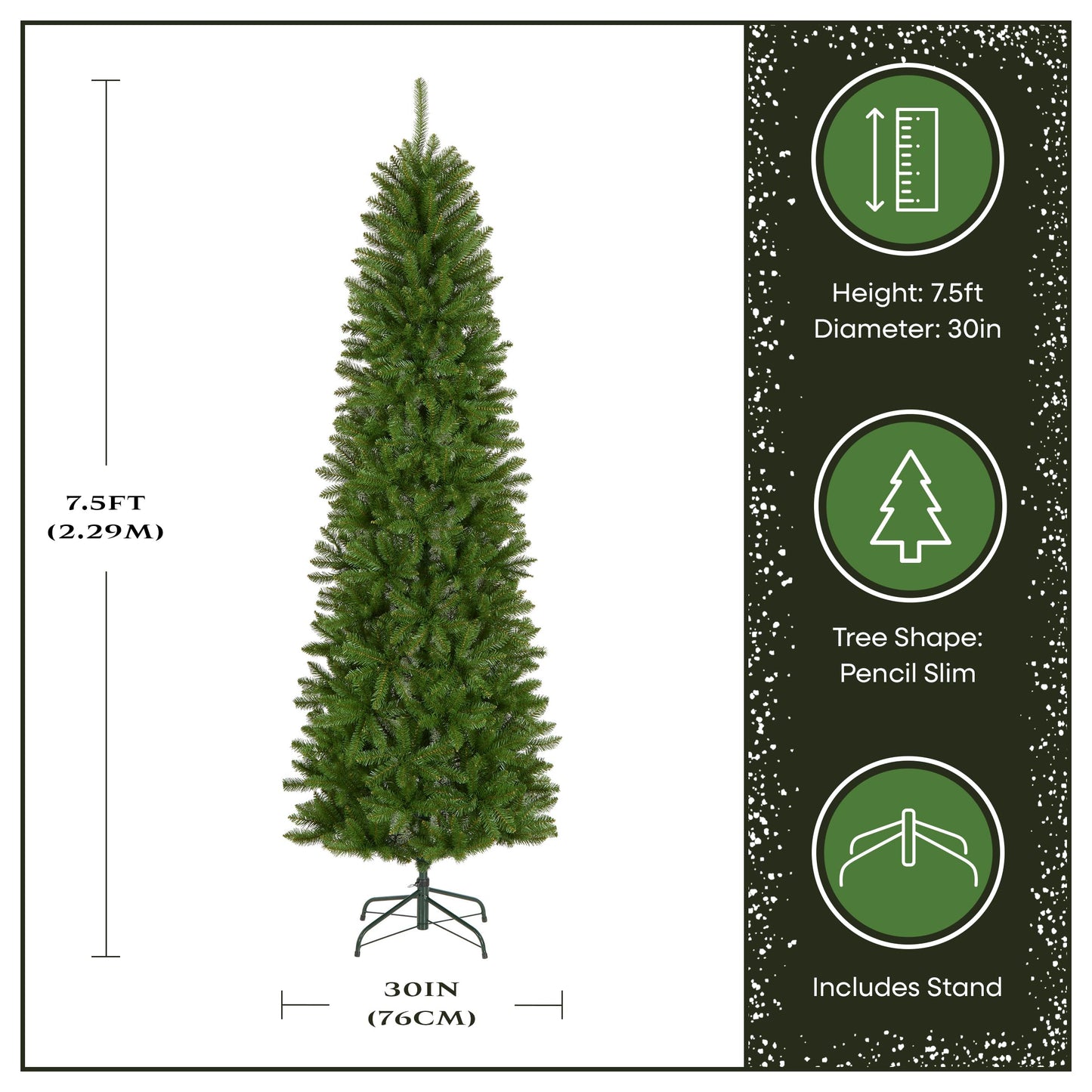 National Tree Company 7.5 ft Unlit Kingswood Fir Slim Artificial Christmas Tree, 1,075 Tips, Includes Stand, Green - Medaid International