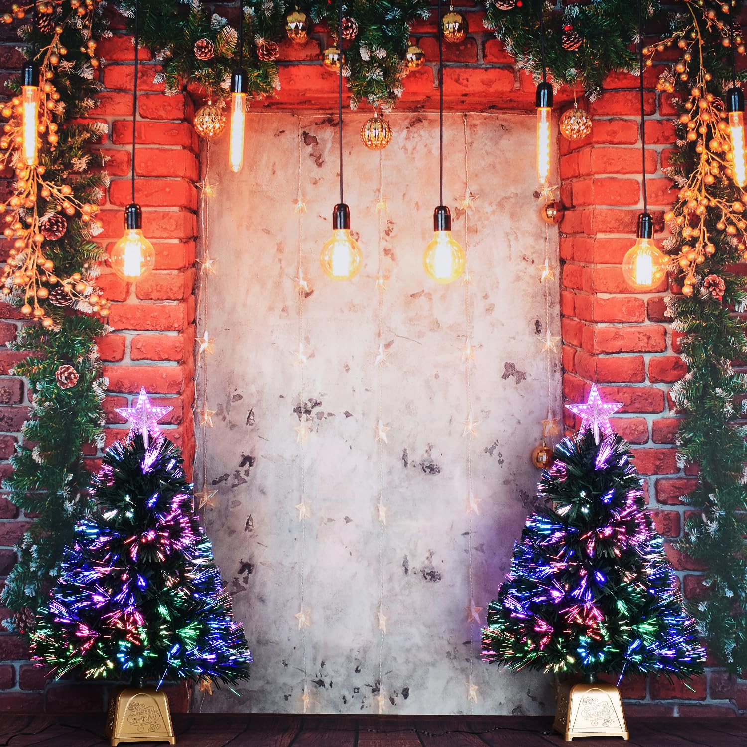 24inch Green Fiber Optic Christmas Tree,Pre-Lit Artificial Mini Christmas Tree, Tabletop Small Xmas Tree with Stars Holiday Home Decorations - Medaid International