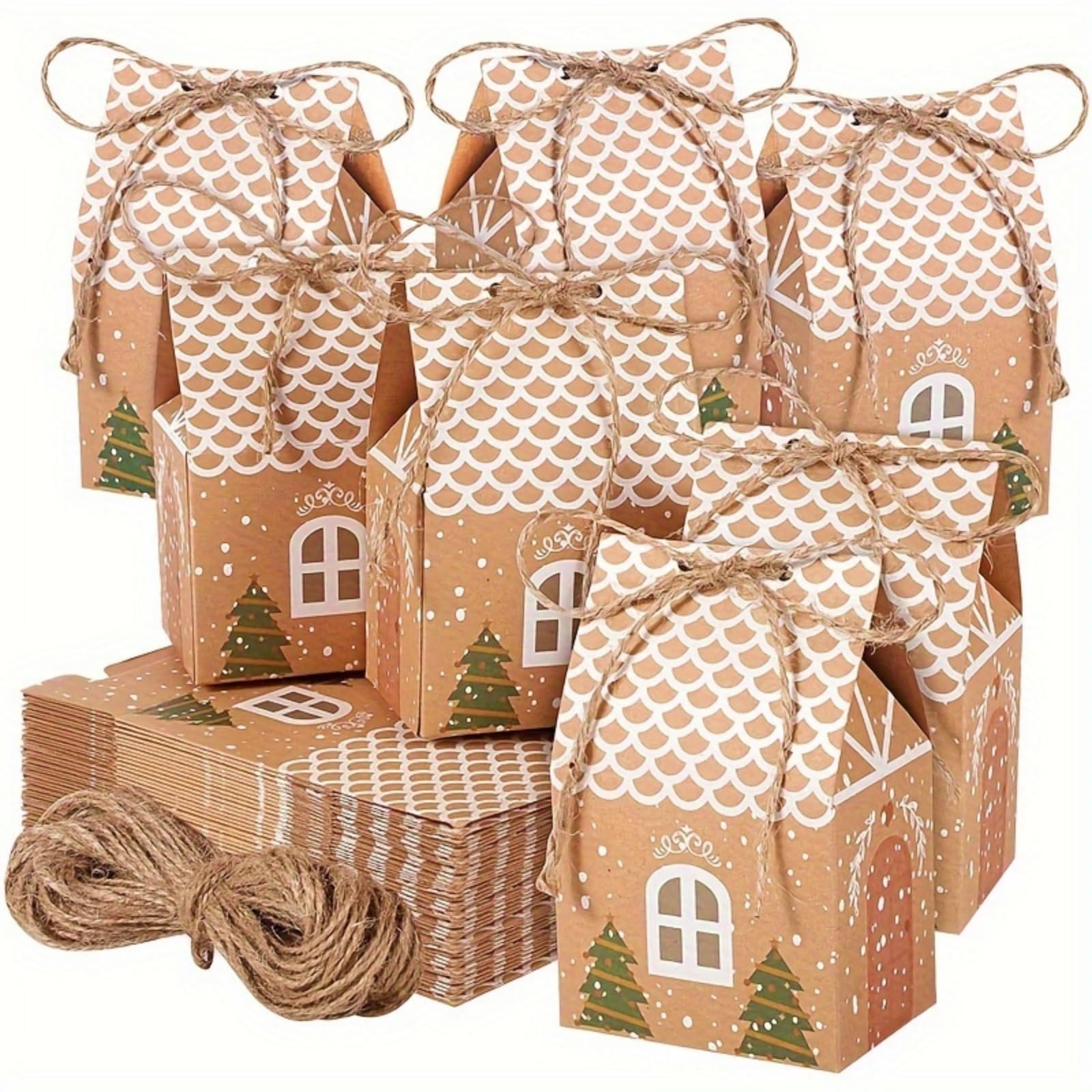 24PCS Christmas Cow Paper Boxes - Mini House Shaped Gift Bags | Party Favors, Wedding Favor Boxes | Winter Christmas New Year Gifts, Festive Essentials - Medaid International
