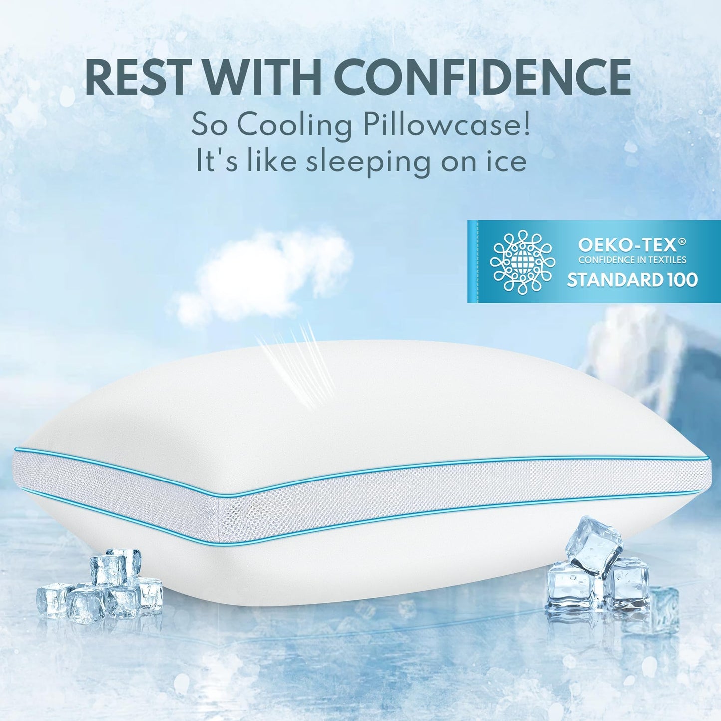 HEYCUZI Pillows Queen Size Set of 2 for Sleeping - Fluffy Down Alternative Microfiber and Memory Foam Fill, Gusseted Soft Bed Pillow for Side,Stomach and Back Sleepers,Breathable Hotel Pillows(Medium) - Medaid International