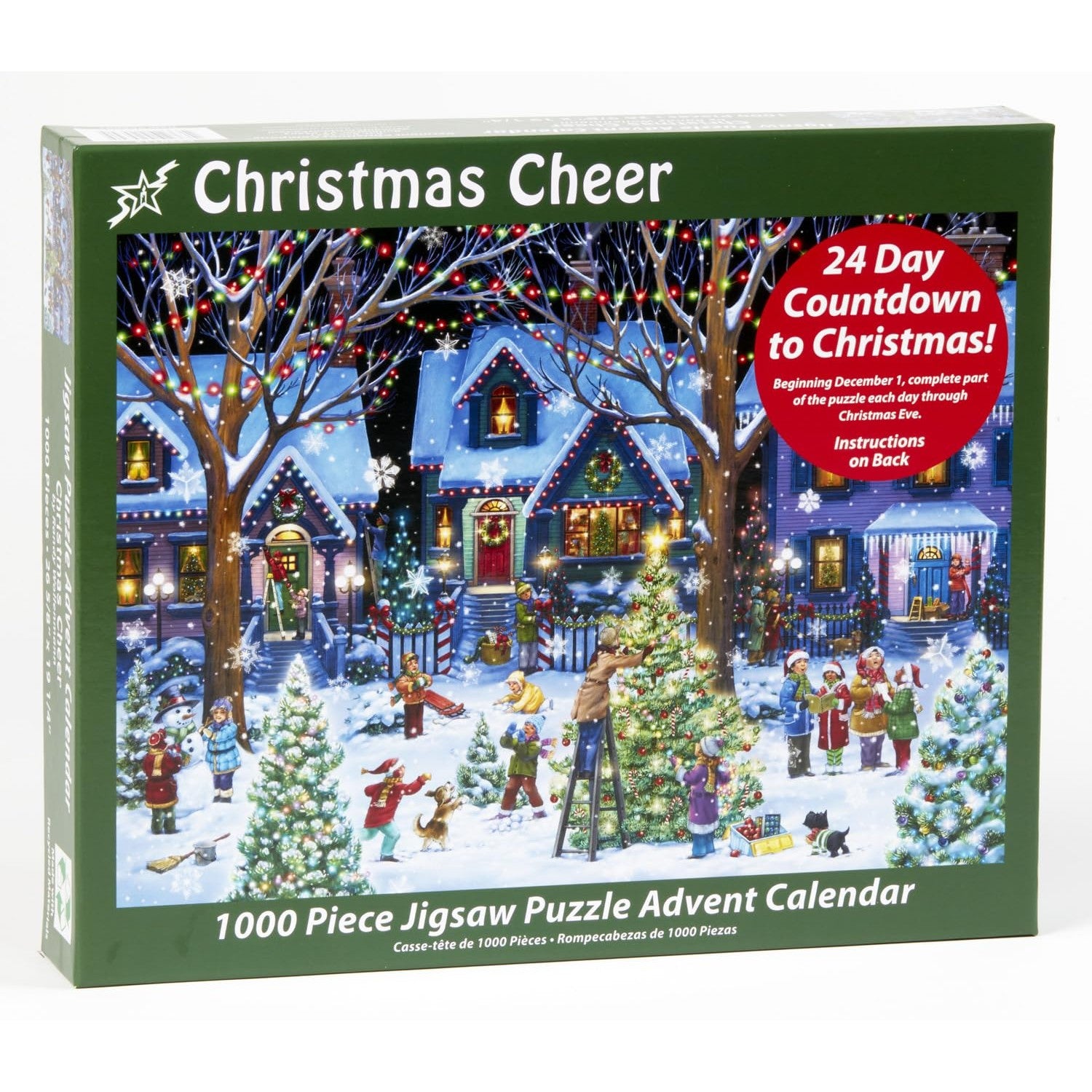 Advent Calendar Jigsaw Puzzle 1000 Pieces - Christmas Cheer by Vermont Christmas Company - Count Down to Christmas Jigsaw Puzzle - Use Year After Year - Medaid International