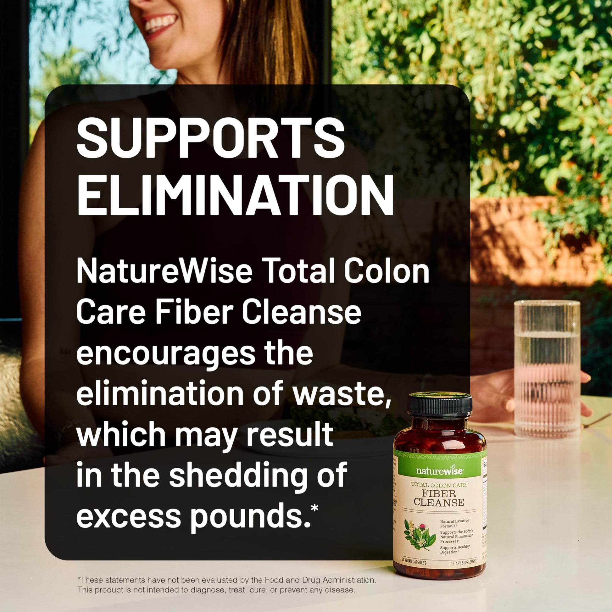 NatureWise Total Colon Care Fiber Cleanse - Natural Laxative Blend - Herbal Laxatives, Prebiotics, & Enzymes for Regularity, Digestion, Weight & Gut Health - Non-GMO - 60 Capsules[30-Day Supply] - Medaid International