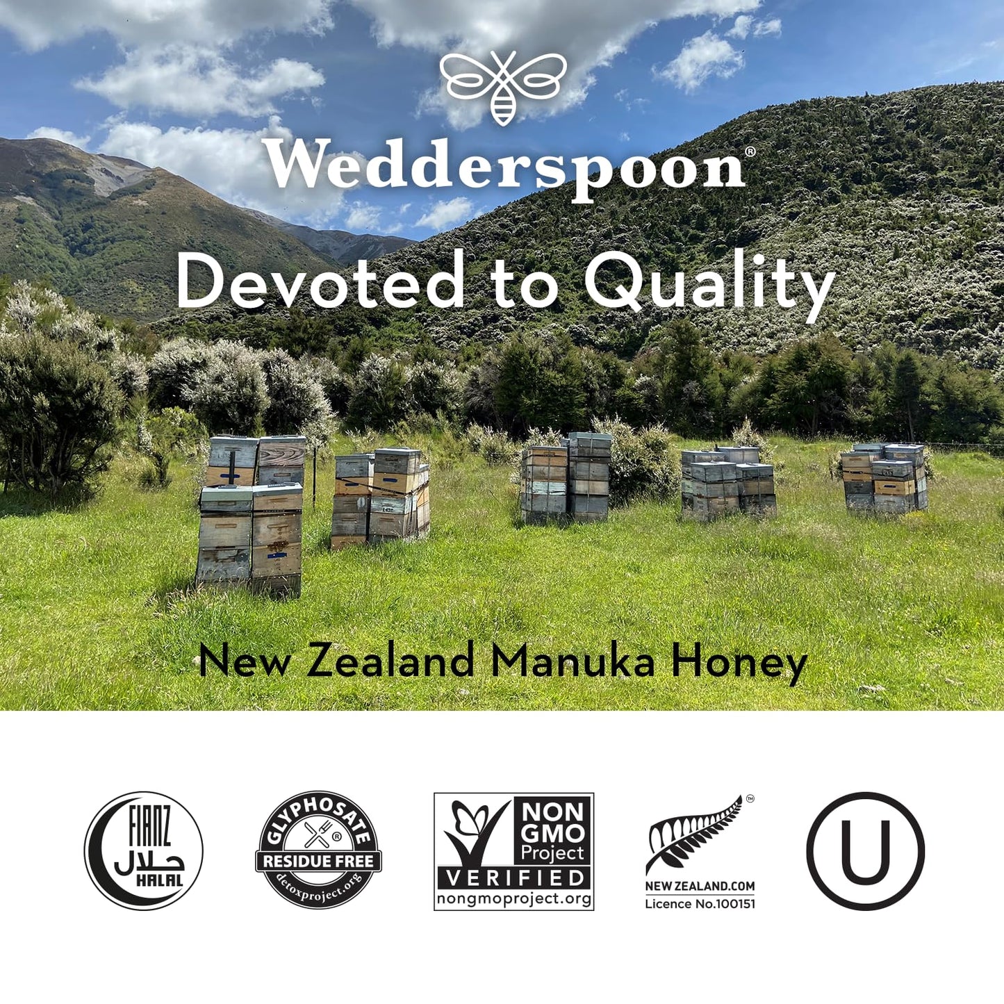 Wedderspoon Raw Premium Manuka Honey, 1100+ MGO, 8.8 Oz, Unpasteurized New Zealand Honey, From Our Hives to Your Home - Medaid International