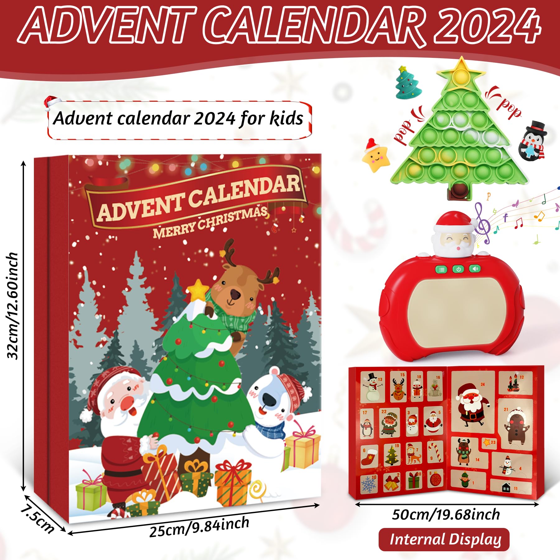 Christmas Advent Calendar 2025,24 Days of Surprises Fidget Toys Box,24-Day,Xmas Party Favors Carnival Treasure,24 Days of Surprises Fidget Toys Box,Fidget Toys Bulk Christmas Gift For Girls Boys Teen - Medaid International