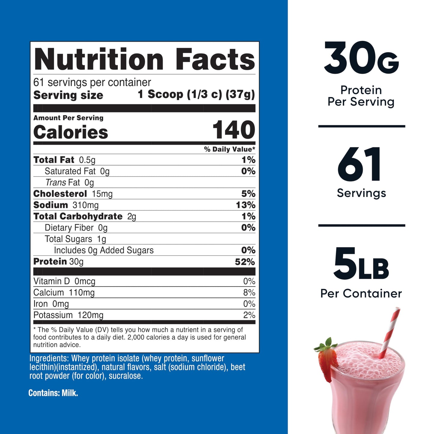 Nutricost Whey Protein Isolate (Strawberry Milkshake) 5LBS - Medaid International