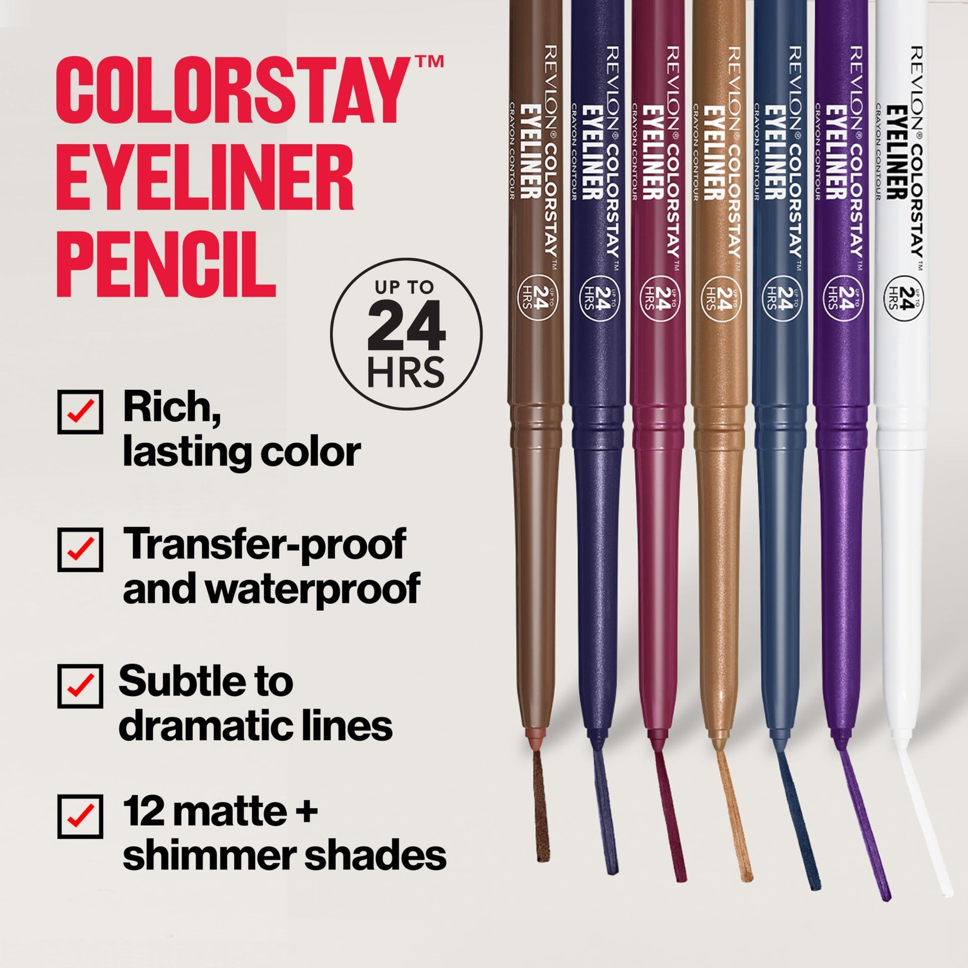 Revlon ColorStay Pencil Waterproof Eyeliner, Smudge-Proof, Eye Makeup with Built-In Sharpener, 202 Black Brown, 0.01 oz - Medaid International