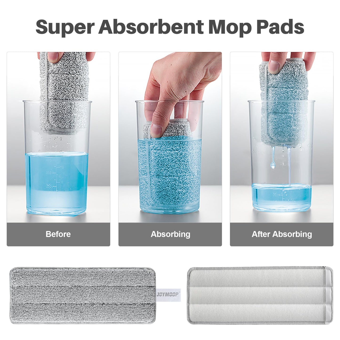 JOYMOOP Mop and Bucket with Wringer Set, Hands Free Flat Floor Mop and Bucket, with 3 Washable Microfiber Pads, Wet and Dry Use, Floor Cleaning System - Medaid International