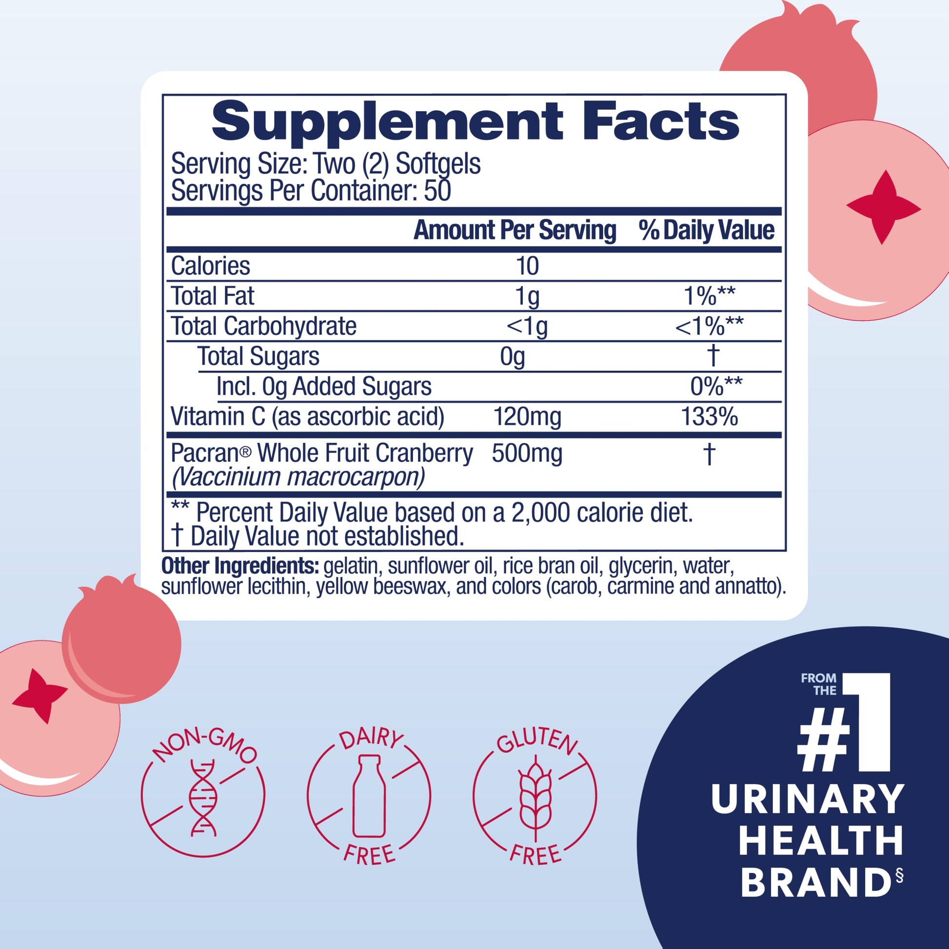 AZO Cranberry Supplement, Made with Concentrated Whole Fruit Cranberry Powder to Help Cleanse and Protect the Urinary Tract*, Sugar Free Cranberry Pills, Non-GMO, 100 Softgels - Medaid International