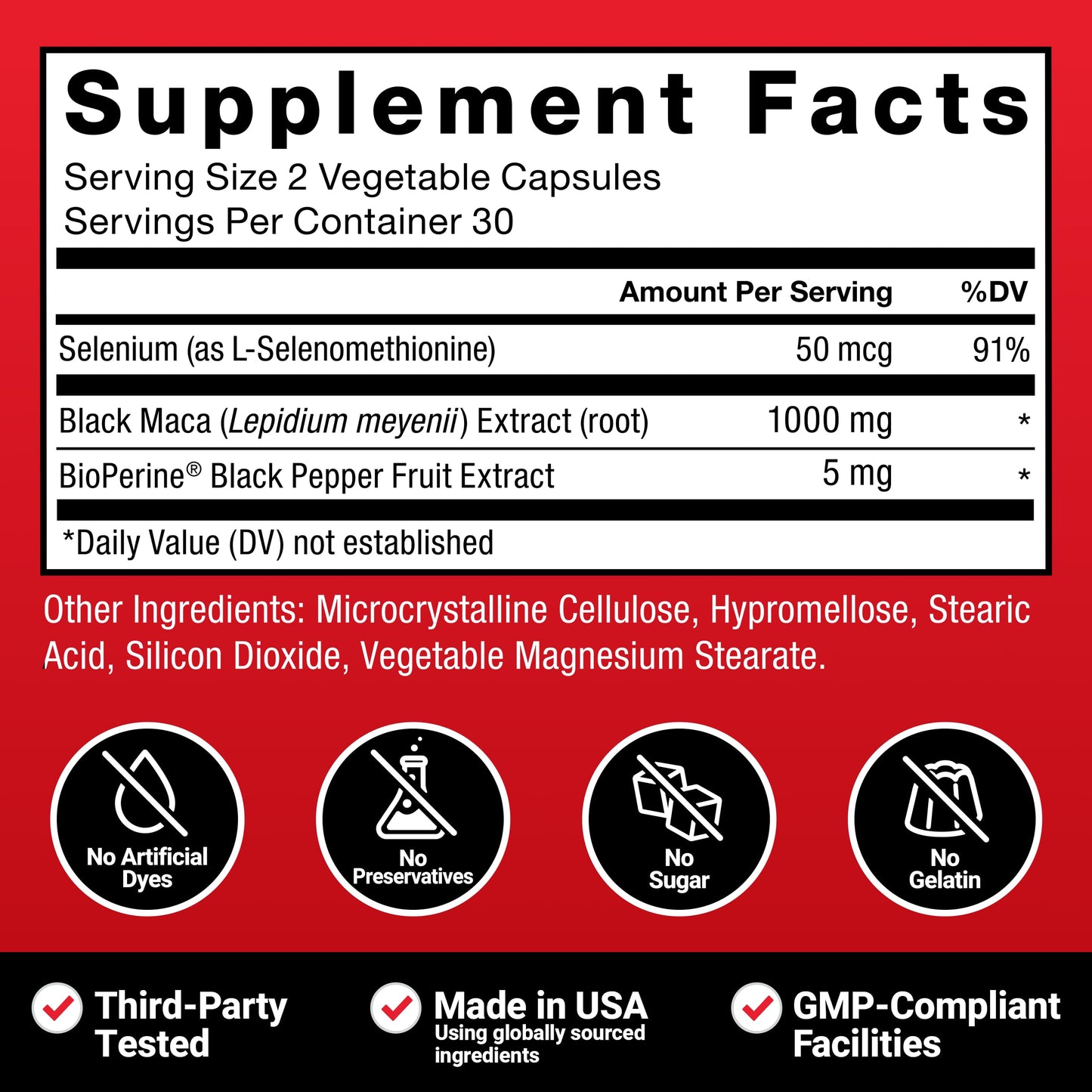 Force Factor Black Maca Root Vitality Supplement for Men with Superior Absorption and Power, Natural Maca Negra Extract, Fundamentals Series, 1000mg, 60 Capsules - Medaid International