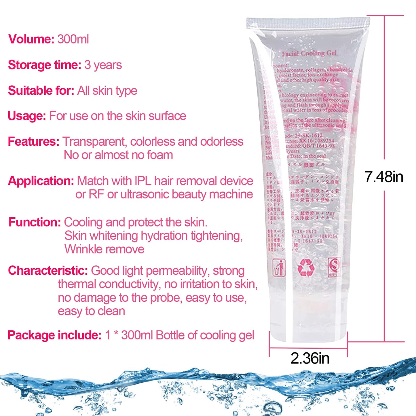 300ML Cooling Gel for Laser Hair Removal Device and Radio Frequency Facial Body Skin Care Machine for Women and Men - Medaid International