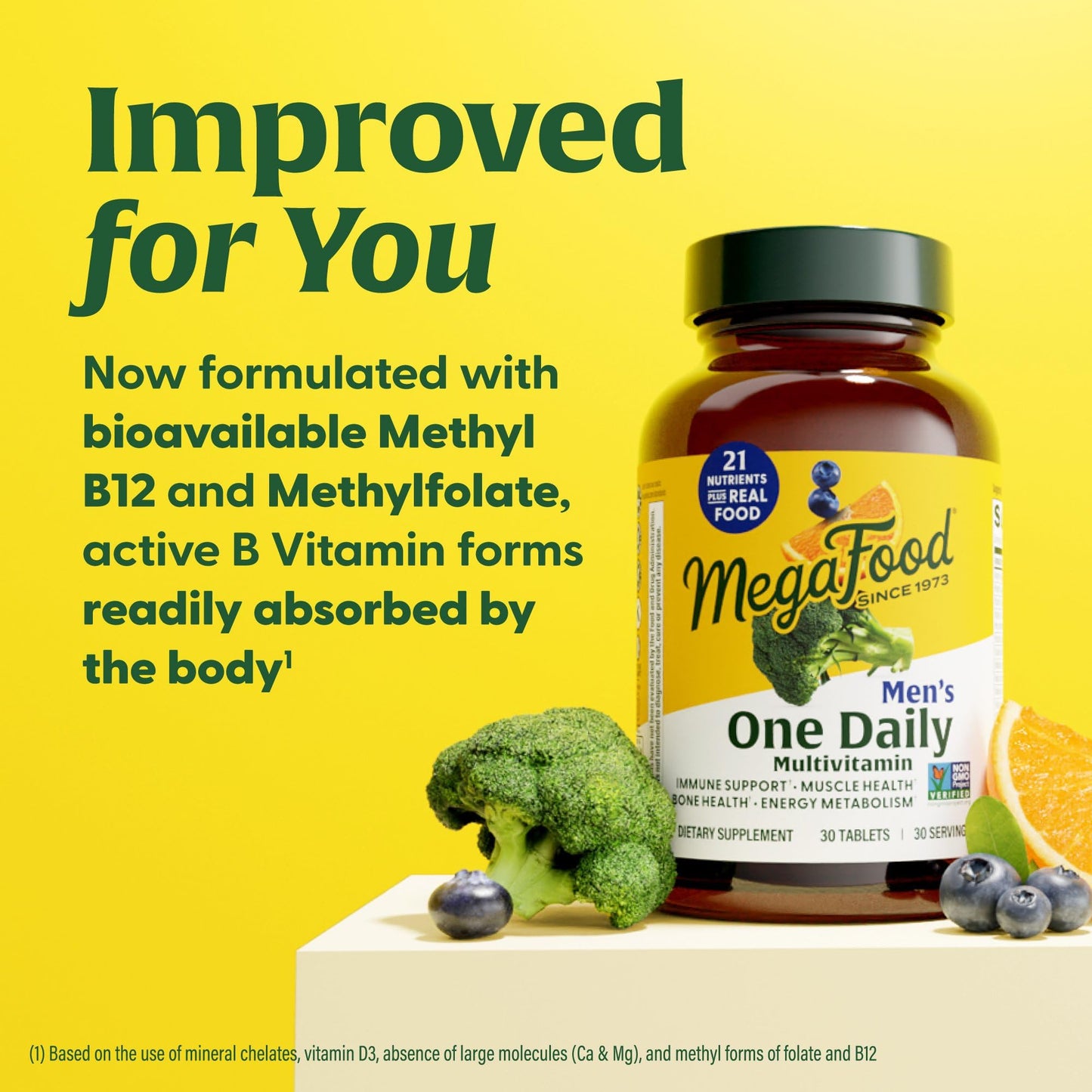 MegaFood One Daily Mens Multivitamins - Multivitamin for Men - Vitamin C, Vitamin D3 & Vitamin B12 - Muscle, Energy Metabolism & Immune Support - Vegetarian, Gluten Free - 30 Tablets, 30 Servings - Medaid International